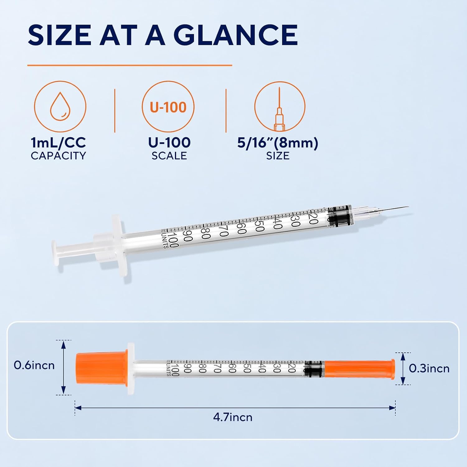 Detalle de U-100 Syringe, 1 mL