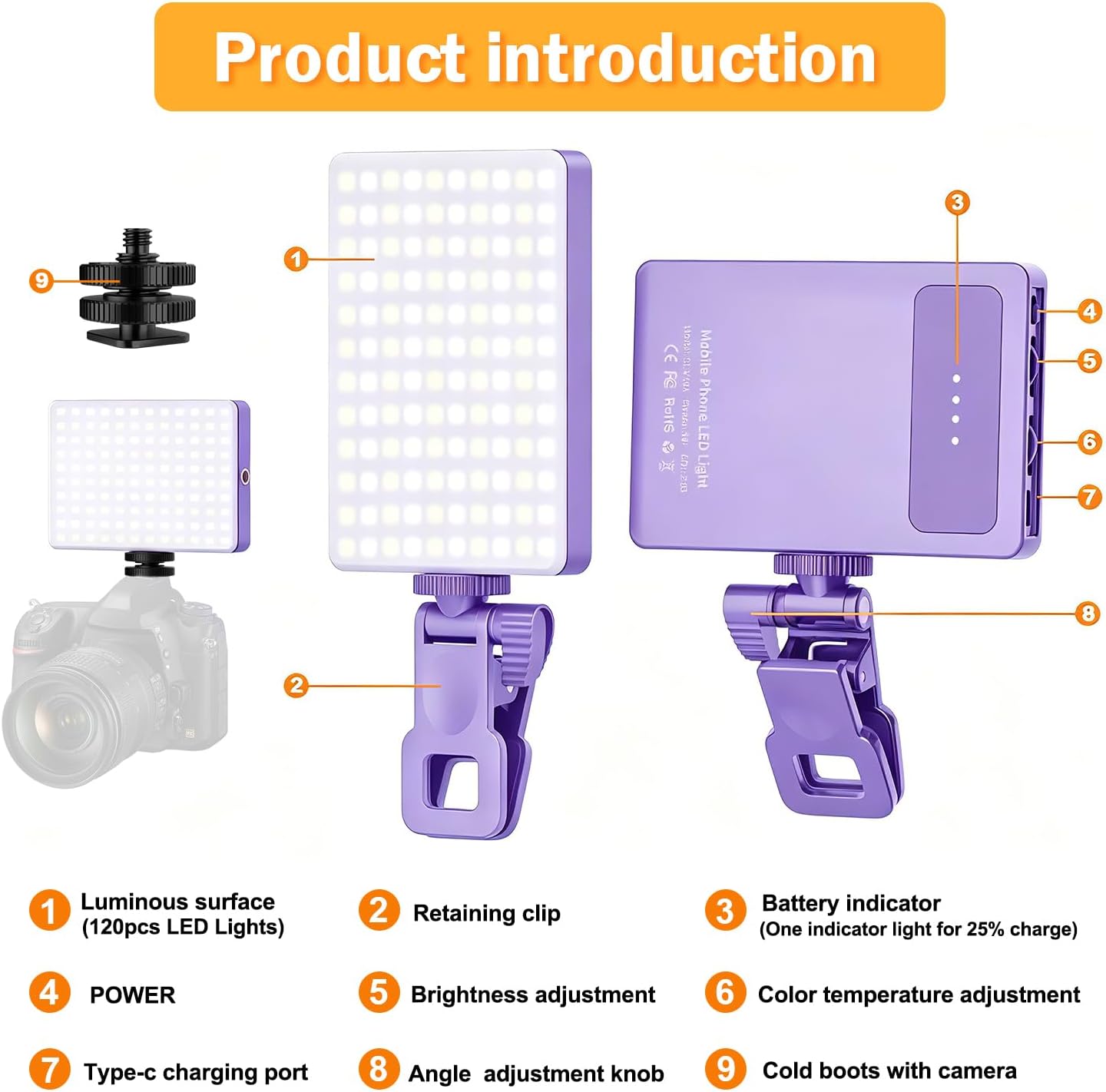 Thumbnail 3 de Singwil CL-V16A 120 LED Selfie Light, 3 Modes, 5000mAh, CRI 97+