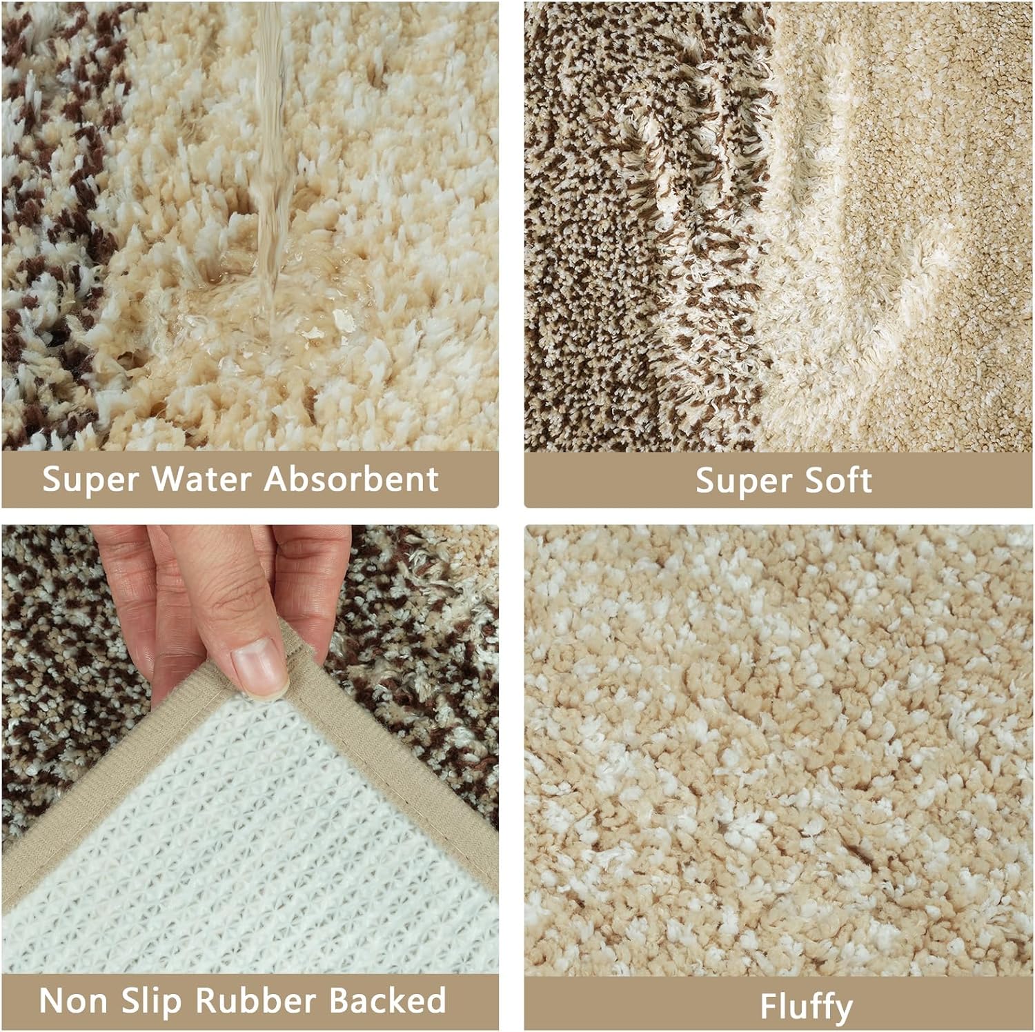 Thumbnail 3 de Famibay Badteppich rutschfest – rutschfester, saugfähiger Badvorleger aus Mikrofaser (Beige)