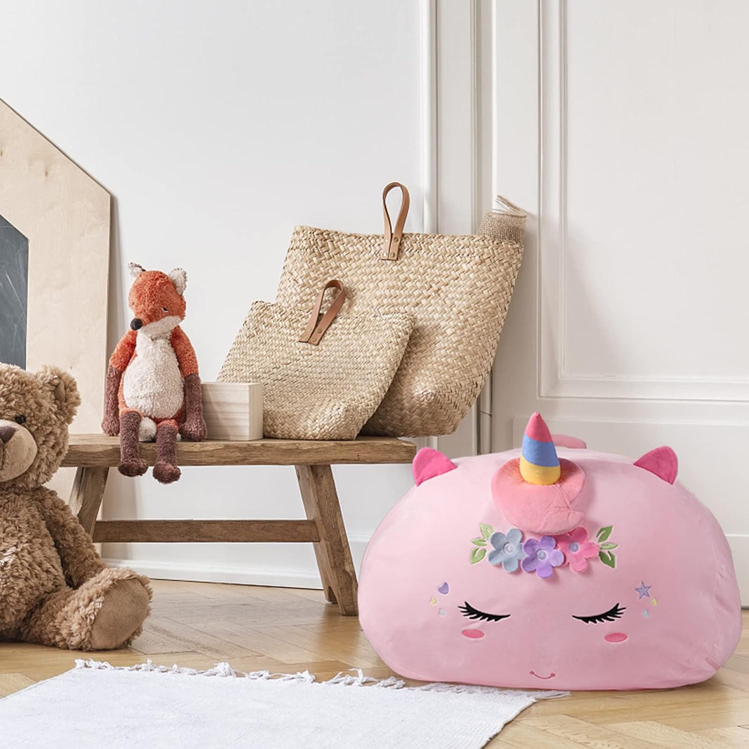 Thumbnail 6 de GAGAKU Pouf di peluche a forma di unicorno XXL 60x60 cm – rosa, 200 l, solo fodera