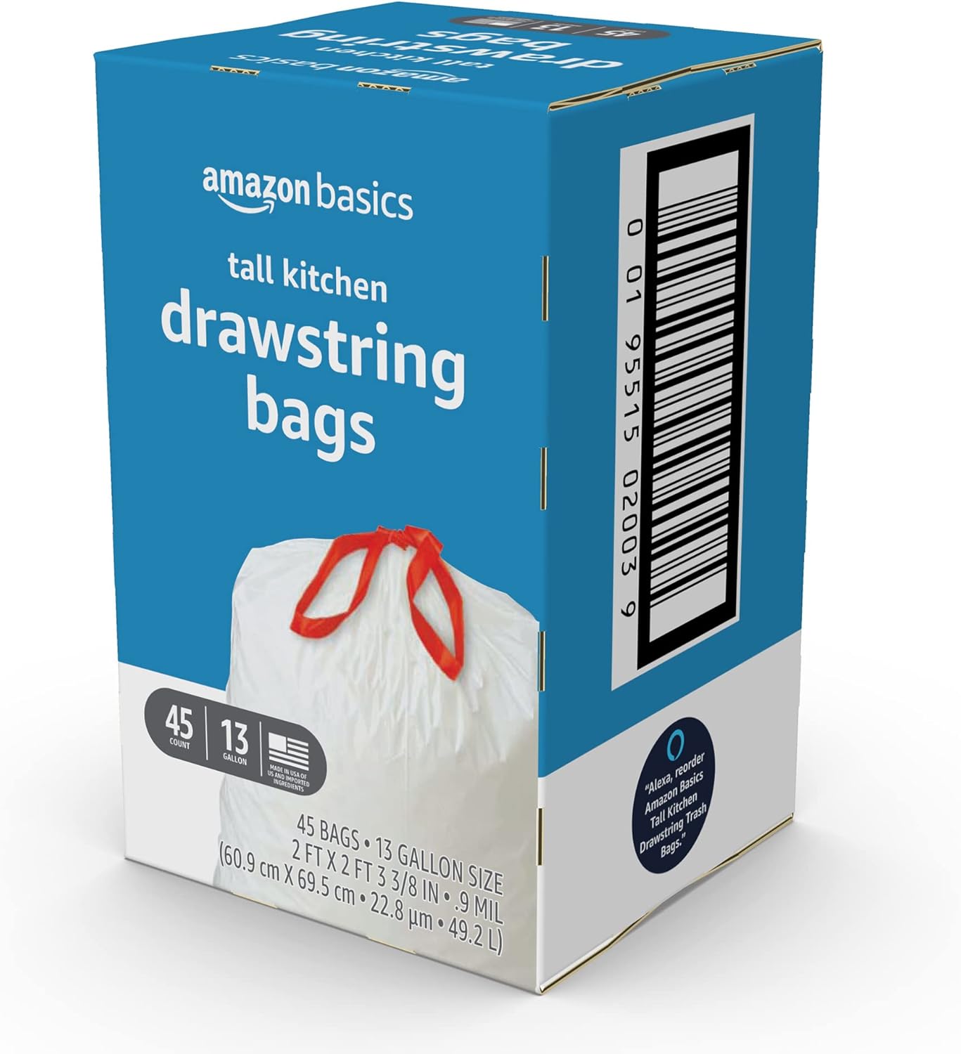 Thumbnail 3 de Amazon Basics 13-Gallon Drawstring Trash Bags, Unscented, 45 Count