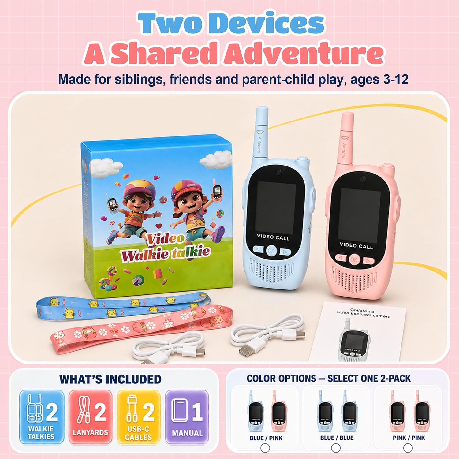Thumbnail 6 de Video Walkie Talkies for Kids, Rechargeable 2-Pack