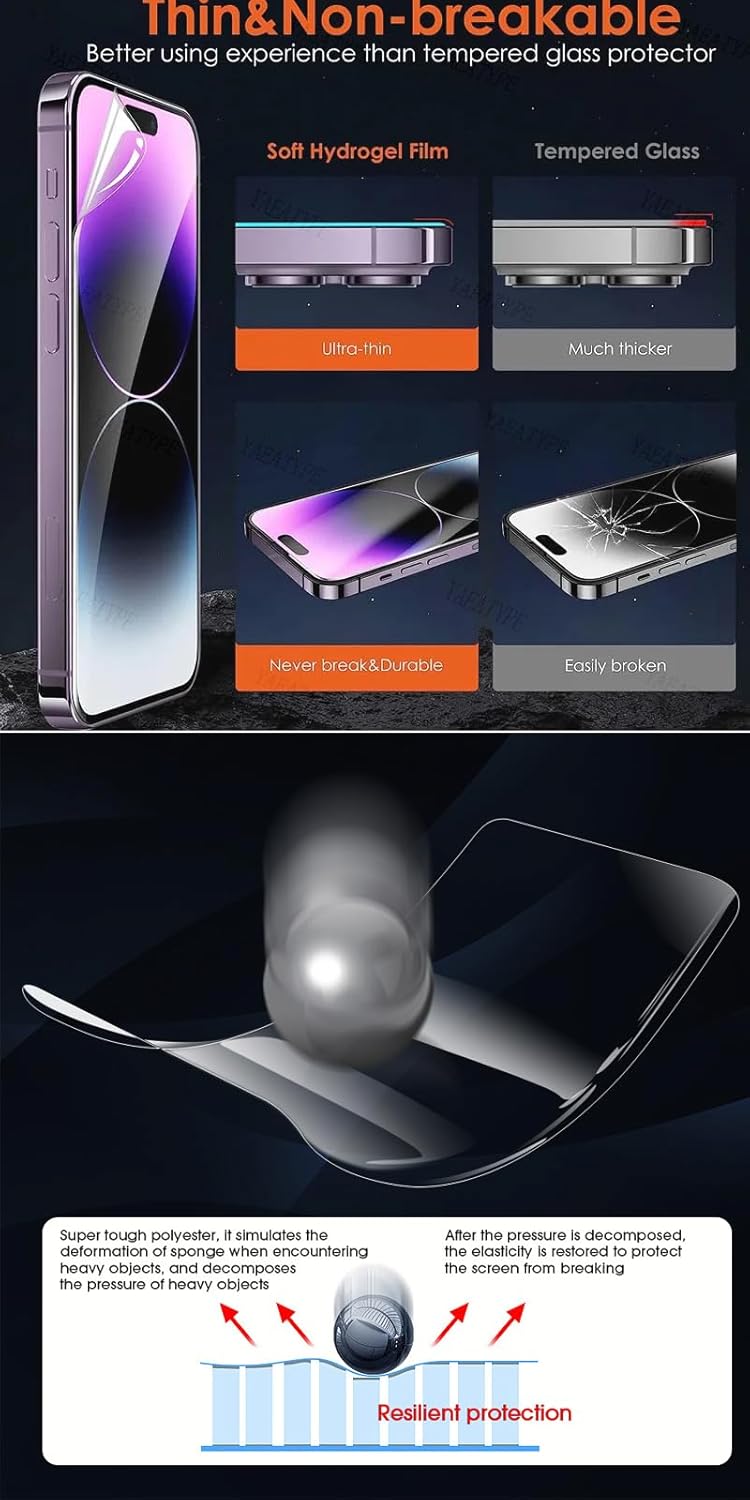 Thumbnail 3 de CUFEREDU 2er-Pack flexibler Front-Bildschirmschutz für iPhone 15 Pro (6,1") – 3D Hydrogel/TPU, transparent