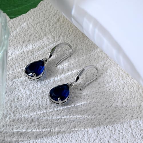 Thumbnail 3 de Aliyoham Blue Sapphire Drop Earrings for Women – September Birthstone in Silver