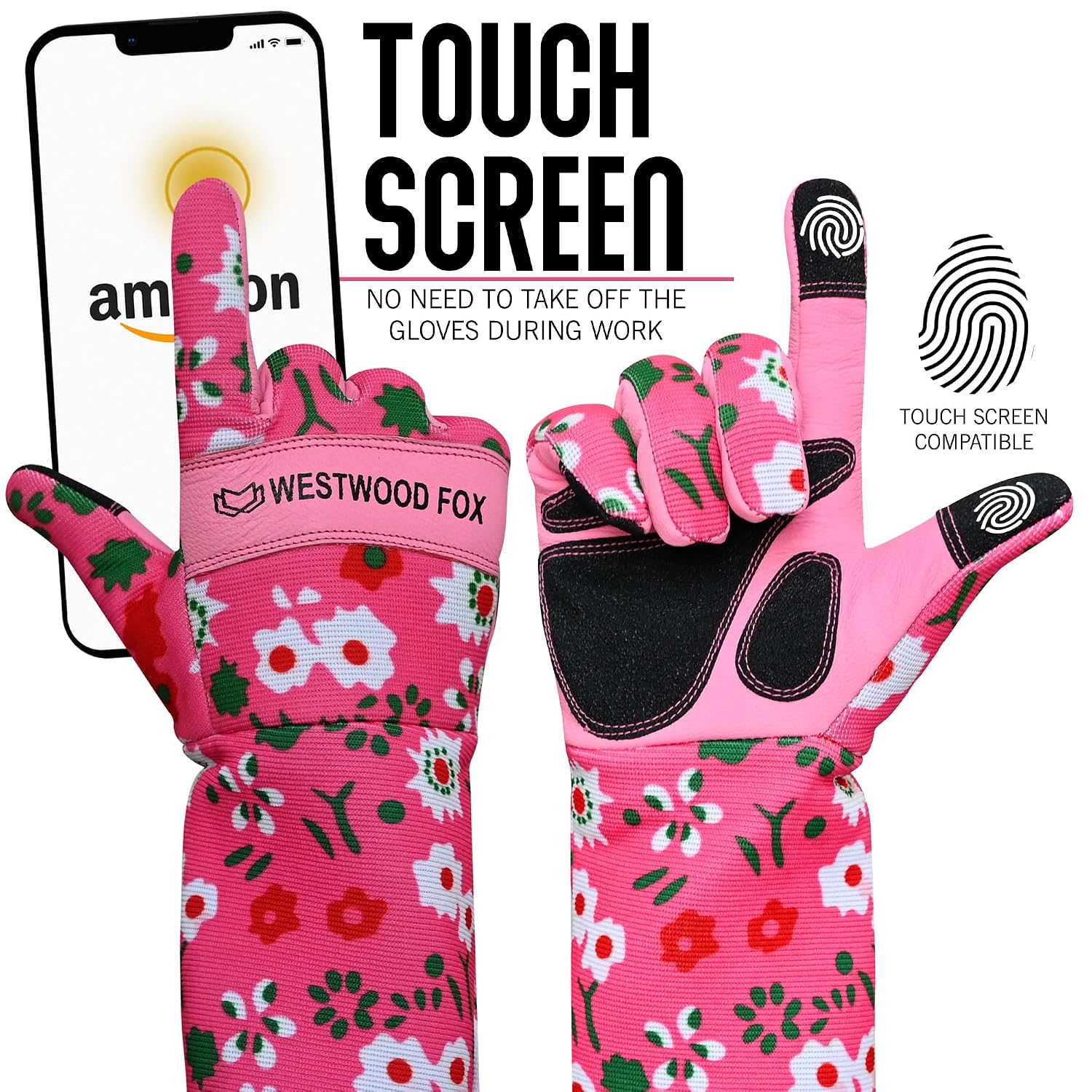 Detalle de Leather gardening gloves thorn proof Pink M