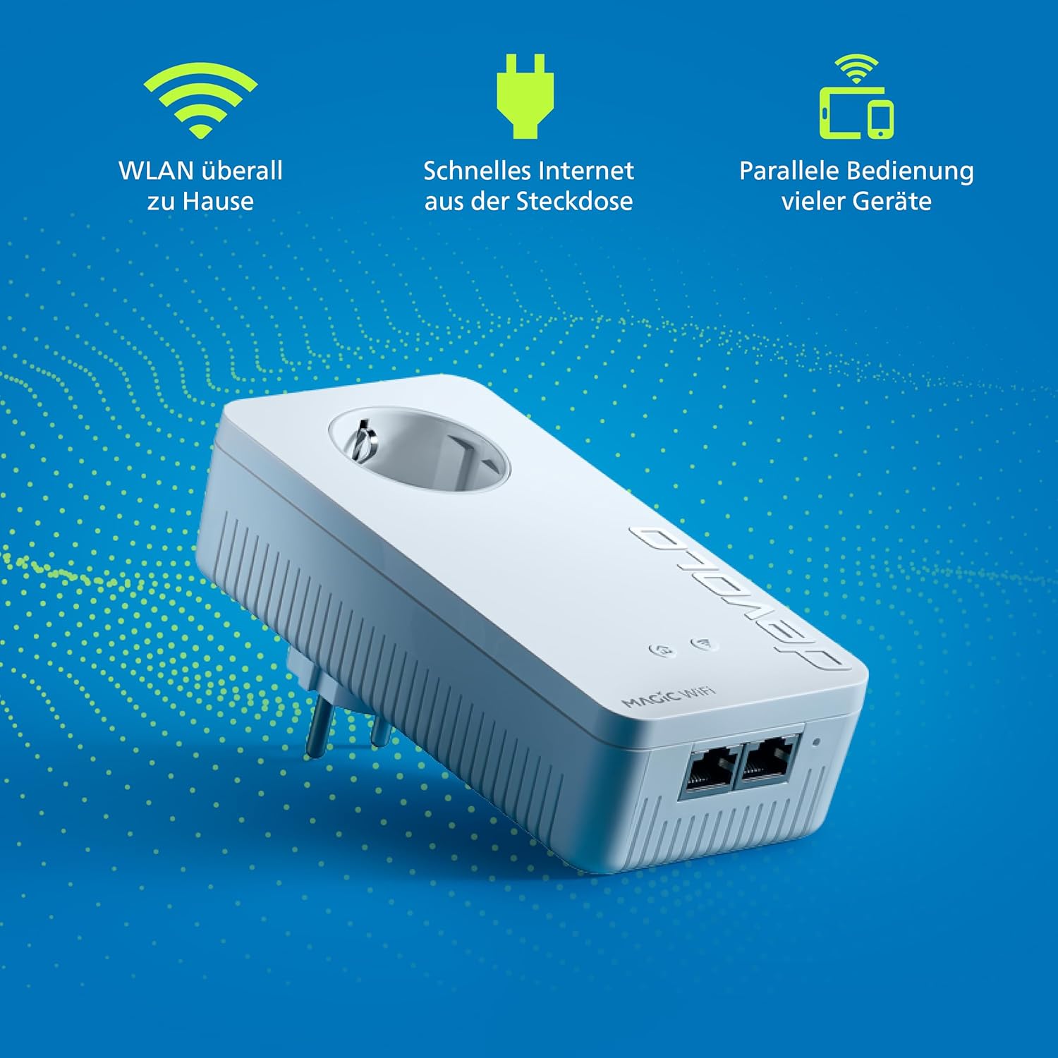 Thumbnail 3 de devolo Magic 2 WiFi next Erweiterungsadapter (WLAN Powerline) mit Mesh & 2× Gigabit LAN – weiß