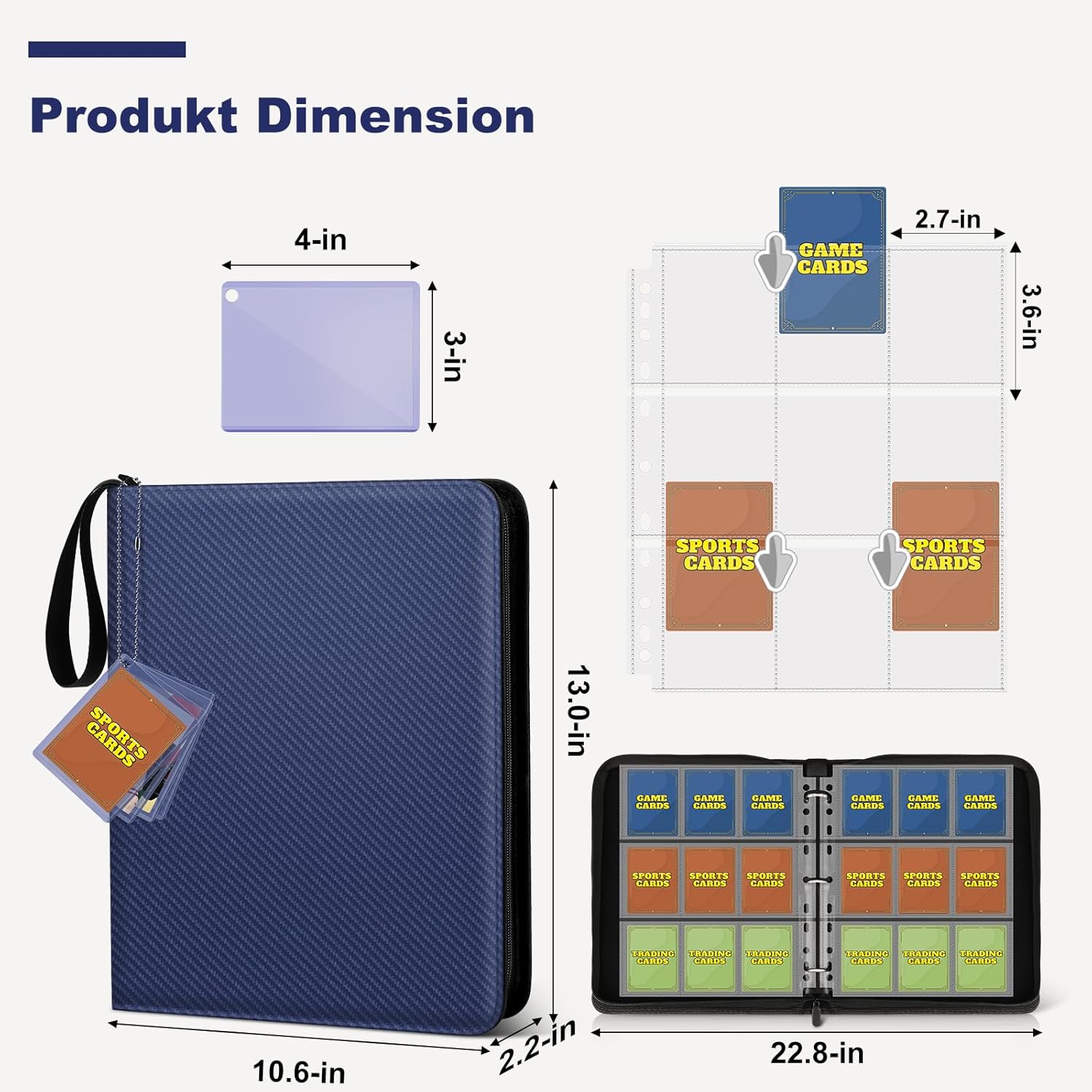 Thumbnail 1 de Mlikero 9 Pockets Card Binder: 720-Capacity, PU Leather, Includes 40 Pages
