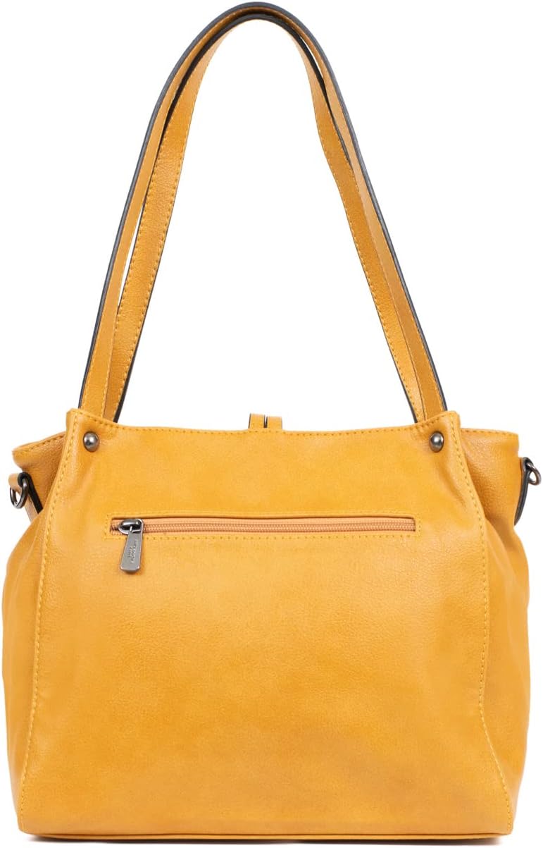 Thumbnail 2 de Hexagona sac porté épaule 2 anses compatible téléphone portable, collection Gracieuse – moutarde (femme)