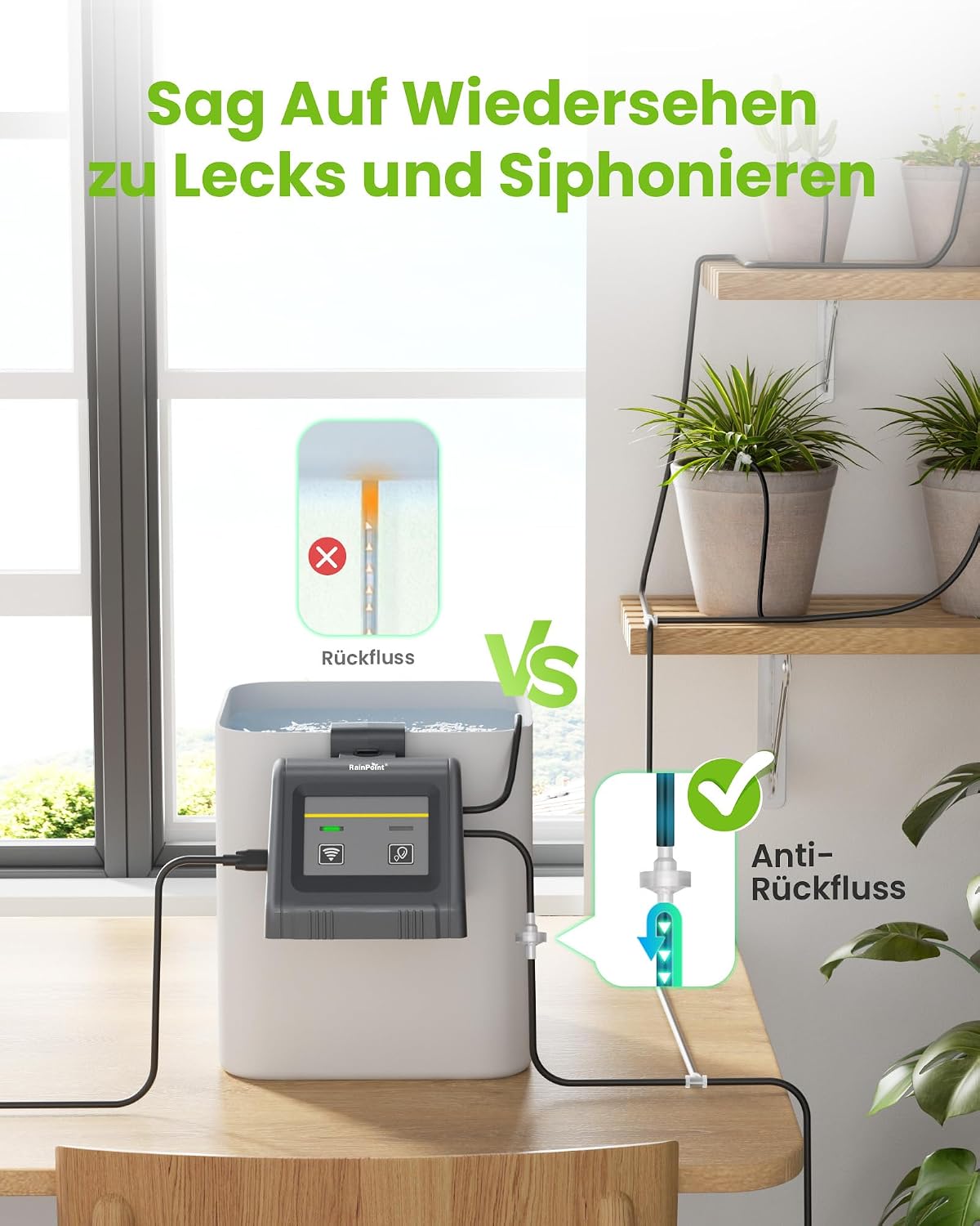 Detalle 2 de RAINPOINT WiFi sistema di irrigazione automatica per vasi fino a 10 piante con app e controllo remoto