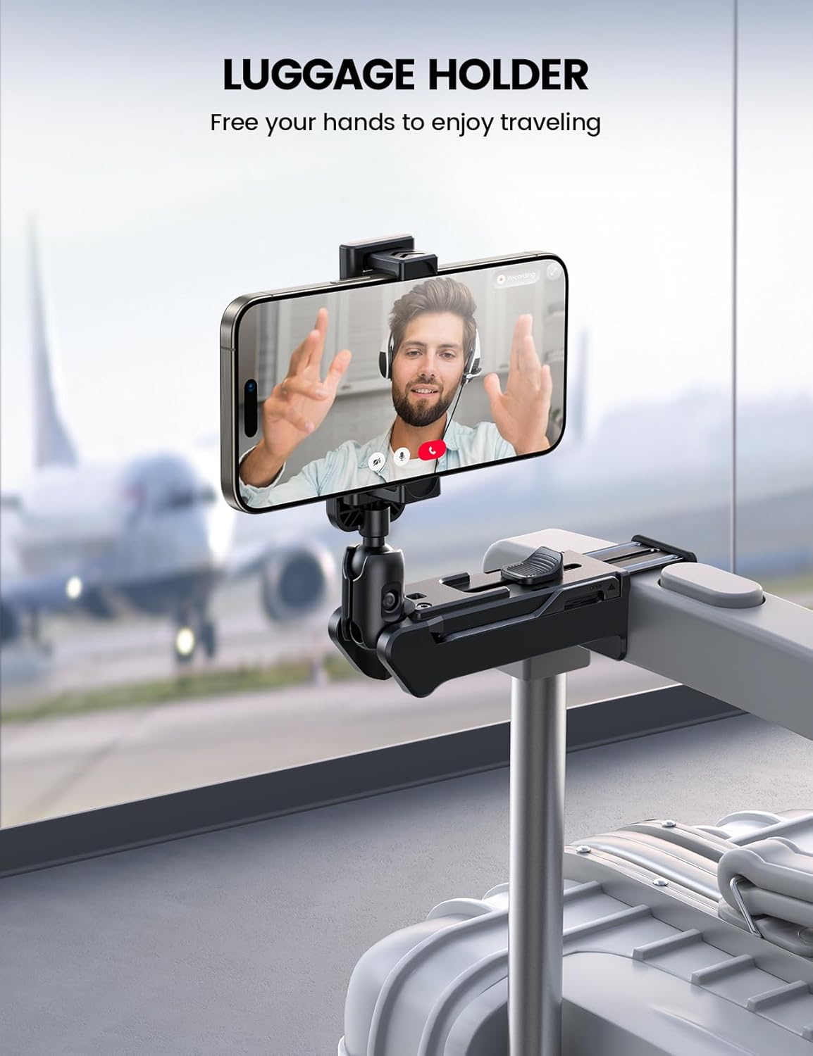 Detalle 2 de Lamicall Airplane Phone Holder for Travel – Upgrade Wide Clip, 360° Rotating Plane Mount