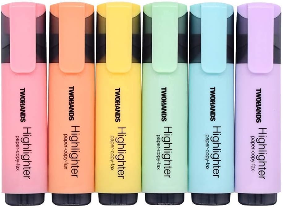 Detalle de TWOHANDS 2109 Highlighters, 6 Pastel Colors, Chisel Tip