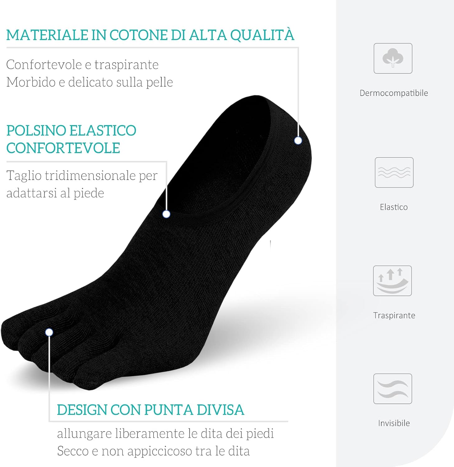 Thumbnail 2 de PUTUO Calzini Fantasmini con Dita da Uomo 5 dita Cotone