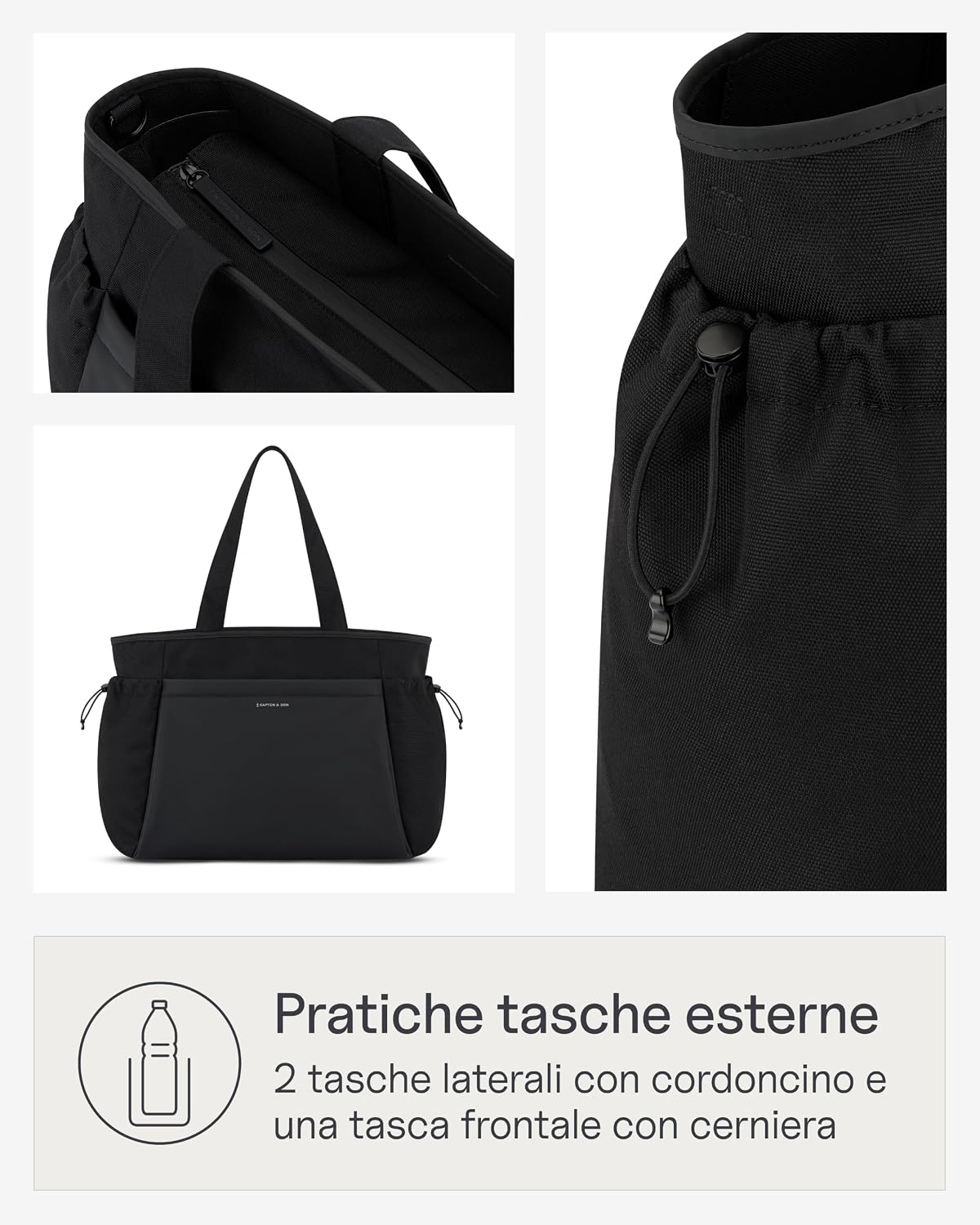 Thumbnail 2 de Kapten & Son Hellvi Shopper nero 25 L: borsa università e viaggio con compartimenti intelligenti