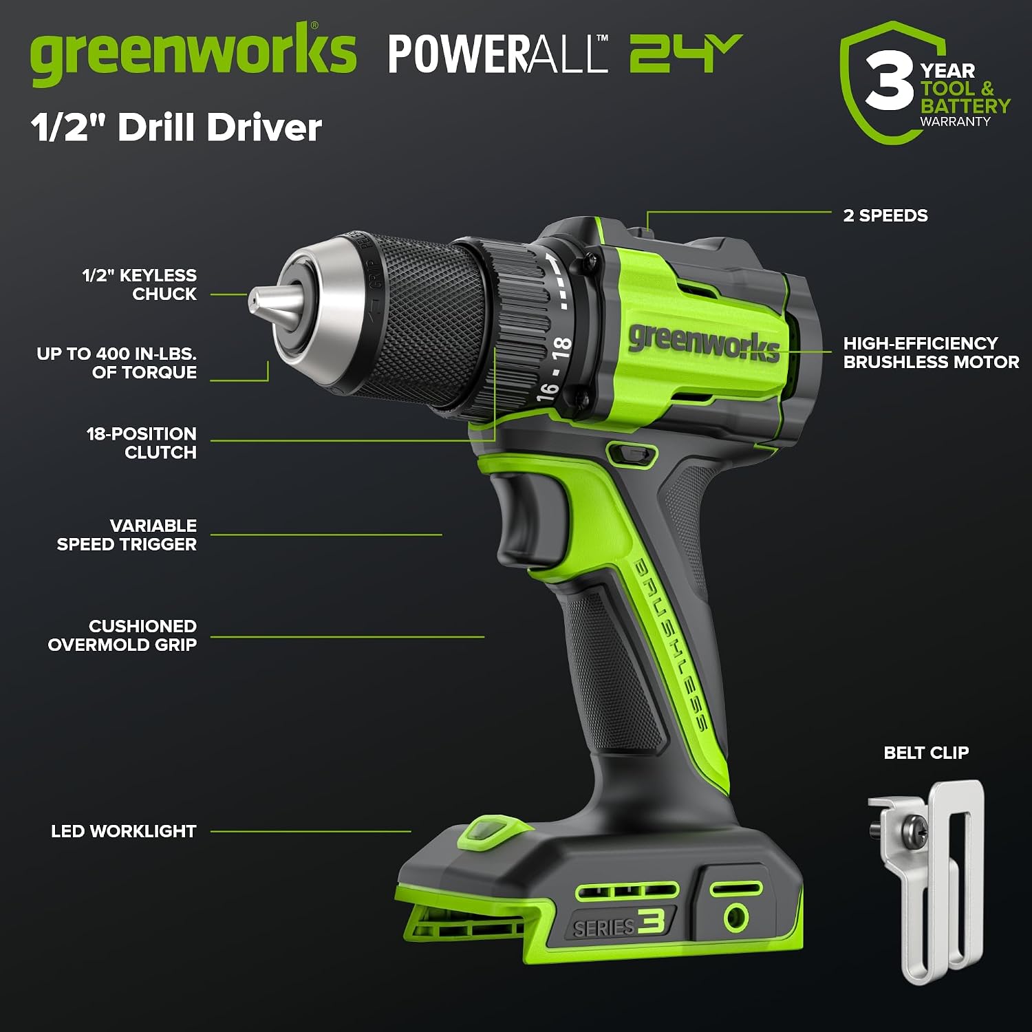 Thumbnail 4 de Greenworks DD345 Perceuse 24V 45Nm