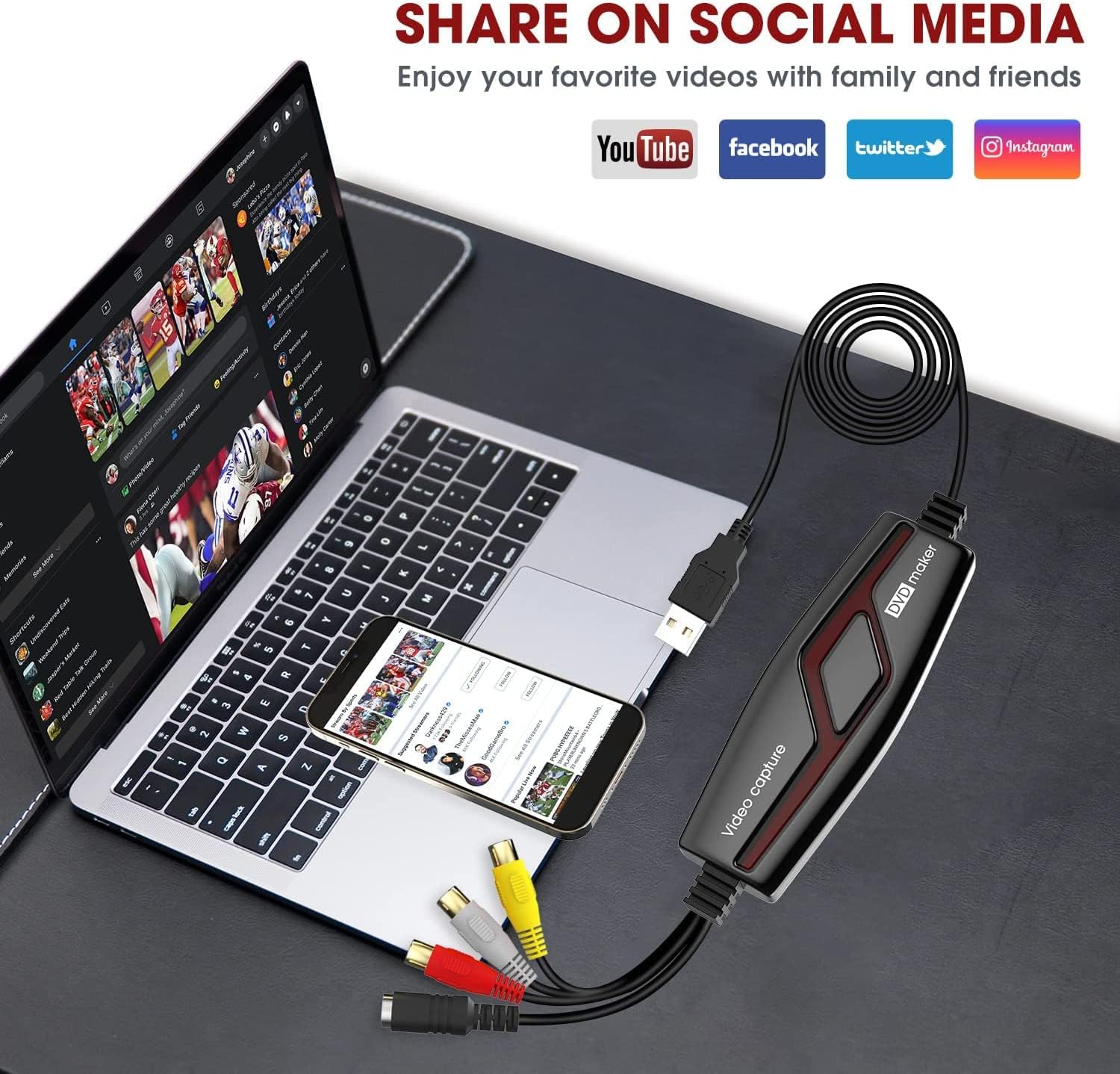 Thumbnail 4 de DIGITNOW! Video Capture Card – Convert Hi8 VHS to Digital (Windows & Mac) with SCART/AV Adapter