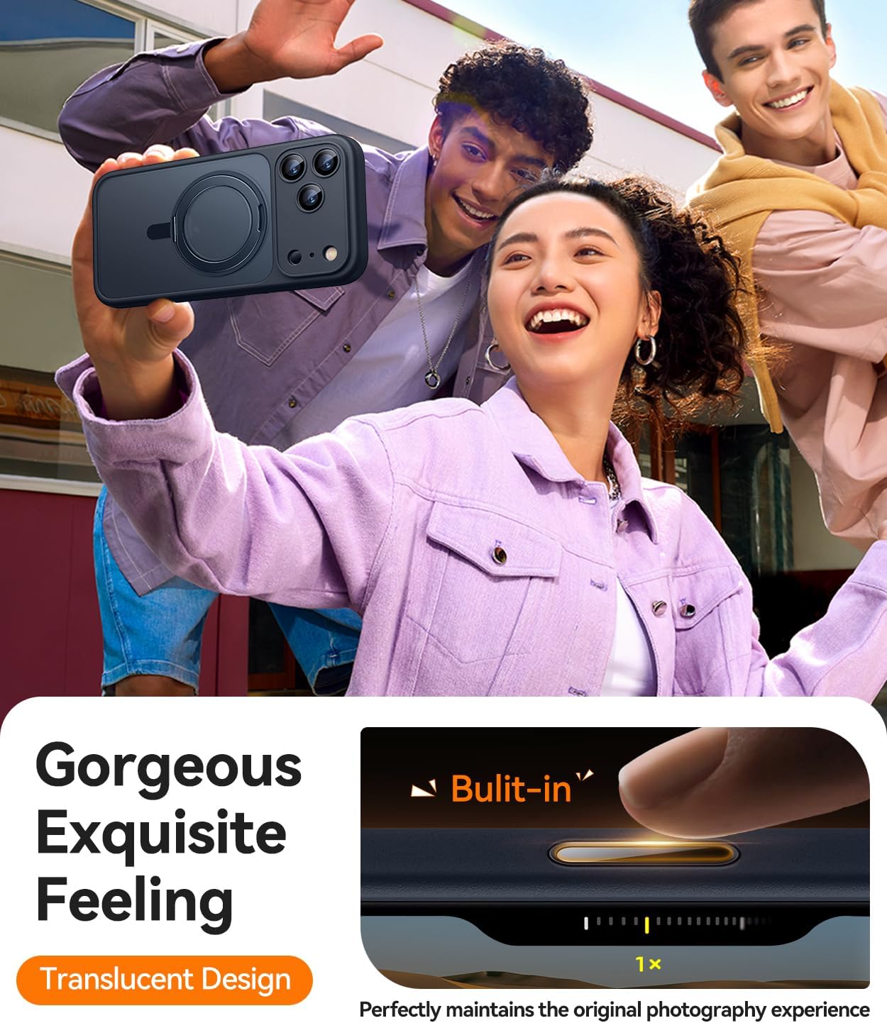 Detalle de CANSHN Cover per iPhone 17 Pro (6.3") con supporto magnetico 360° e protezione fotocamera