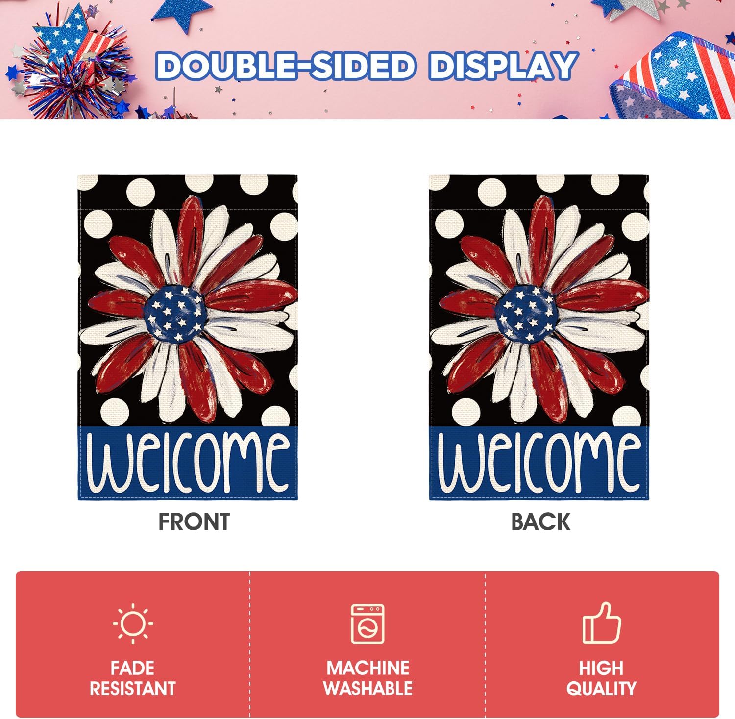 Detalle de AVOIN colorlife Patriotic 4th of July Garden Flag 12x18