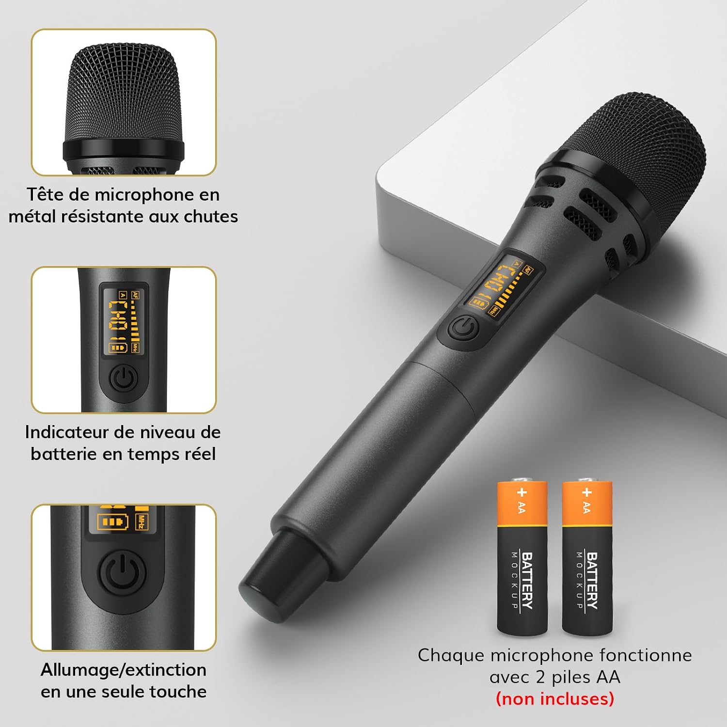 Thumbnail 4 de TONOR TW310 draadloze UHF-handmicrofoon met oplaadbare ontvanger, 15 kanalen, grijs