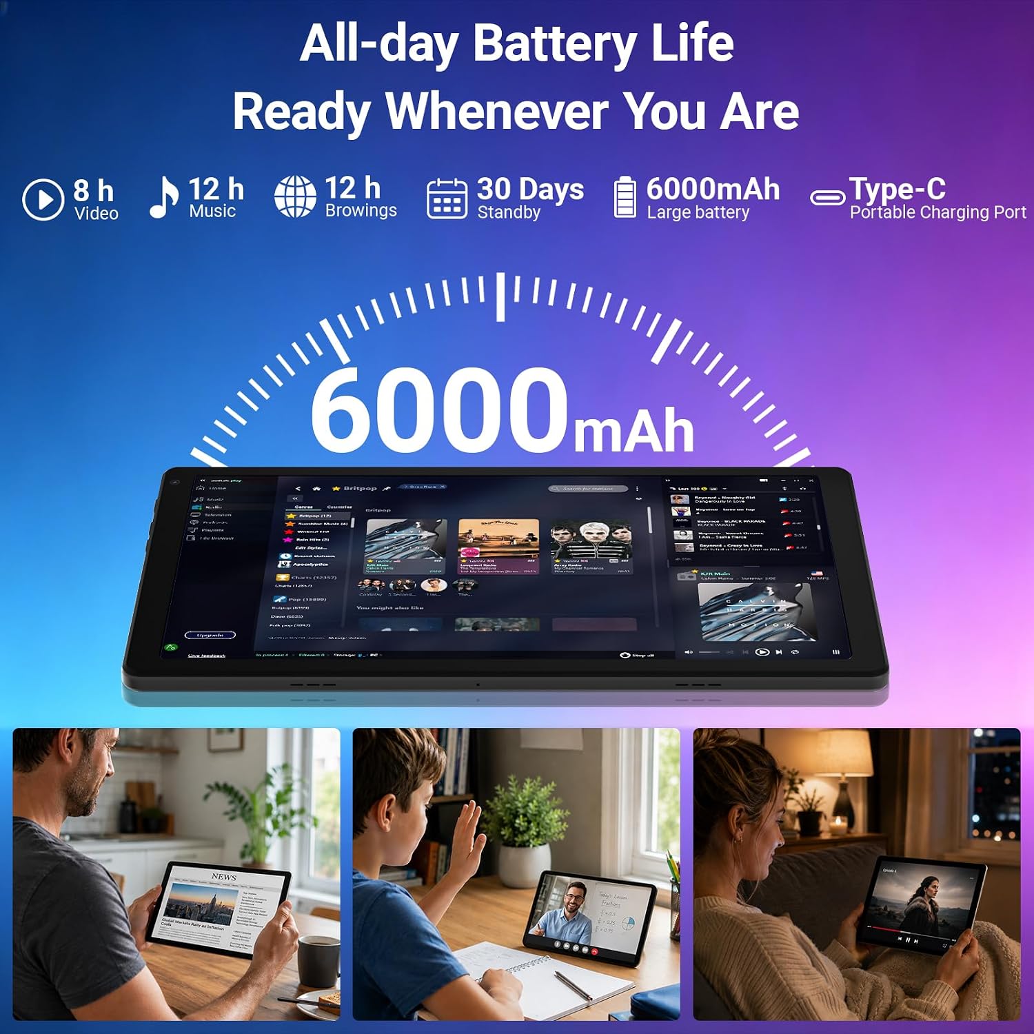 Detalle 2 de Evermyth KB1001 10-Inch Android 16 Tablet, 24GB RAM, Wi-Fi 6