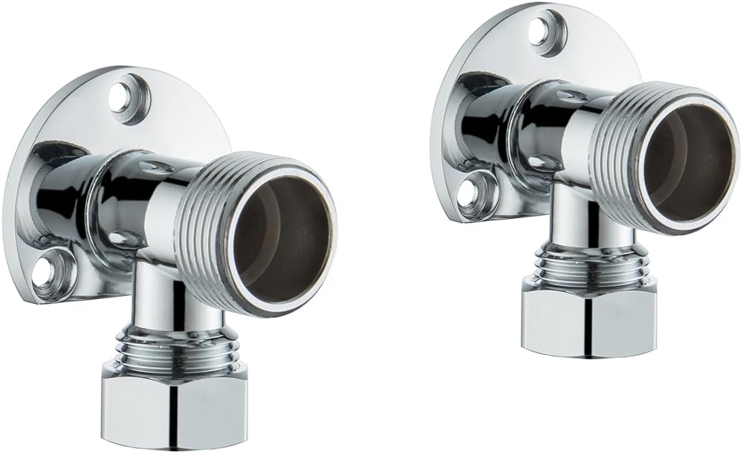 Detalle de Backplate Wall Elbows in Thickened Heavy Brass – Chrome Finish