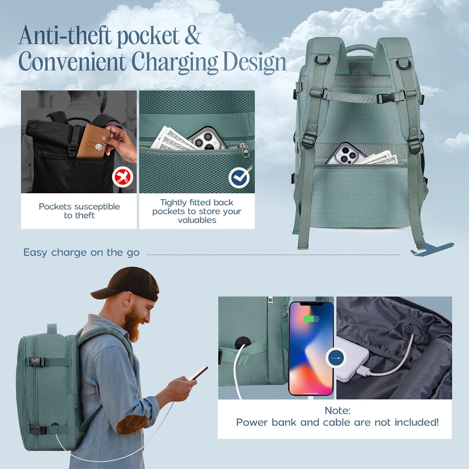 Detalle 2 de Xkdoai for Easyjet Cabin Bag 45x36x20 travel backpack