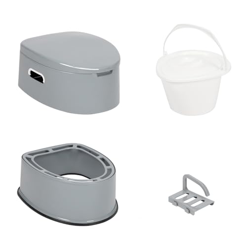 Detalle 2 de Bonnlo Toilettes de camping portable avec seau amovible — siège, couvercle et support de papier toilette