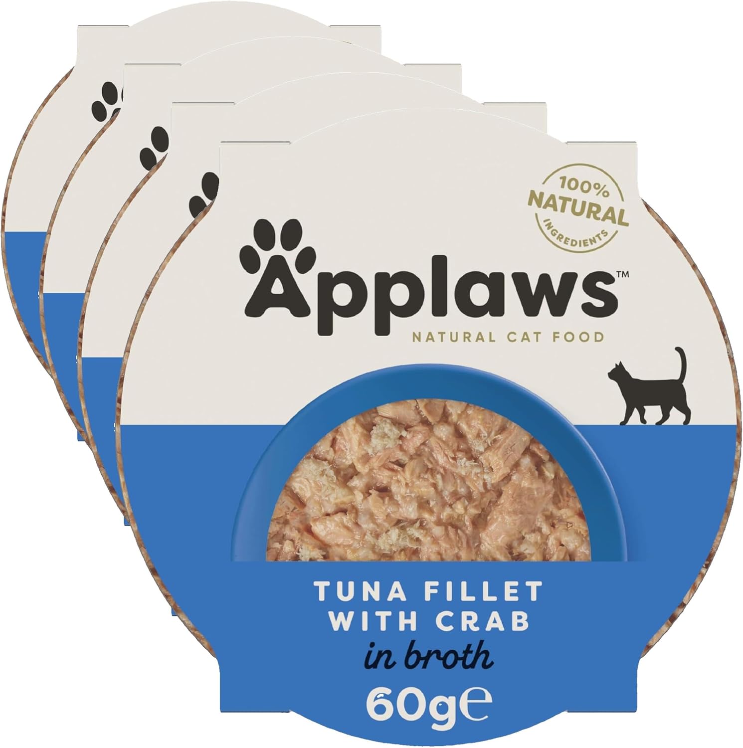 Detalle de Applaws Alimento per Gatti 100% Naturale Succulento Filetto di Tonno con Granchio in Brodo – 10 vasetti da 60 g