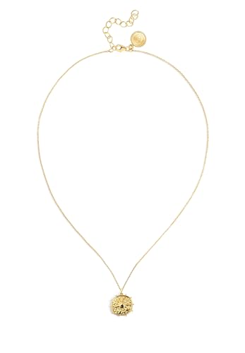 Detalle de SINGULARU Collier Solstice Sun: collar en latón bañando en oro 18K con sol grabado