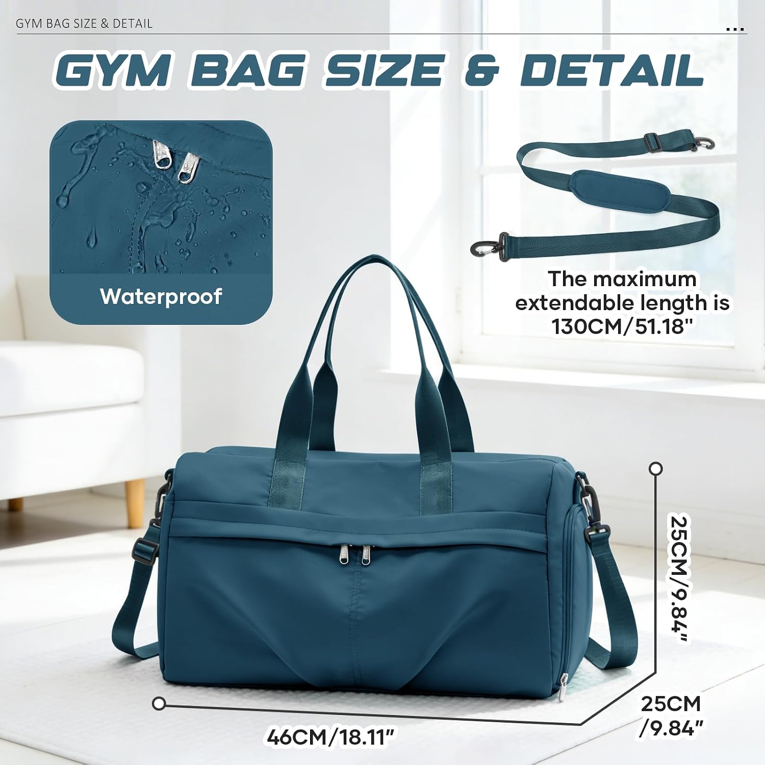 Thumbnail 1 de WEPLAN Sports Gym Bag (Womens Mens) Weekend Duffle with Shoe Compartment, Wet Pocket & 28.8L Capacity
