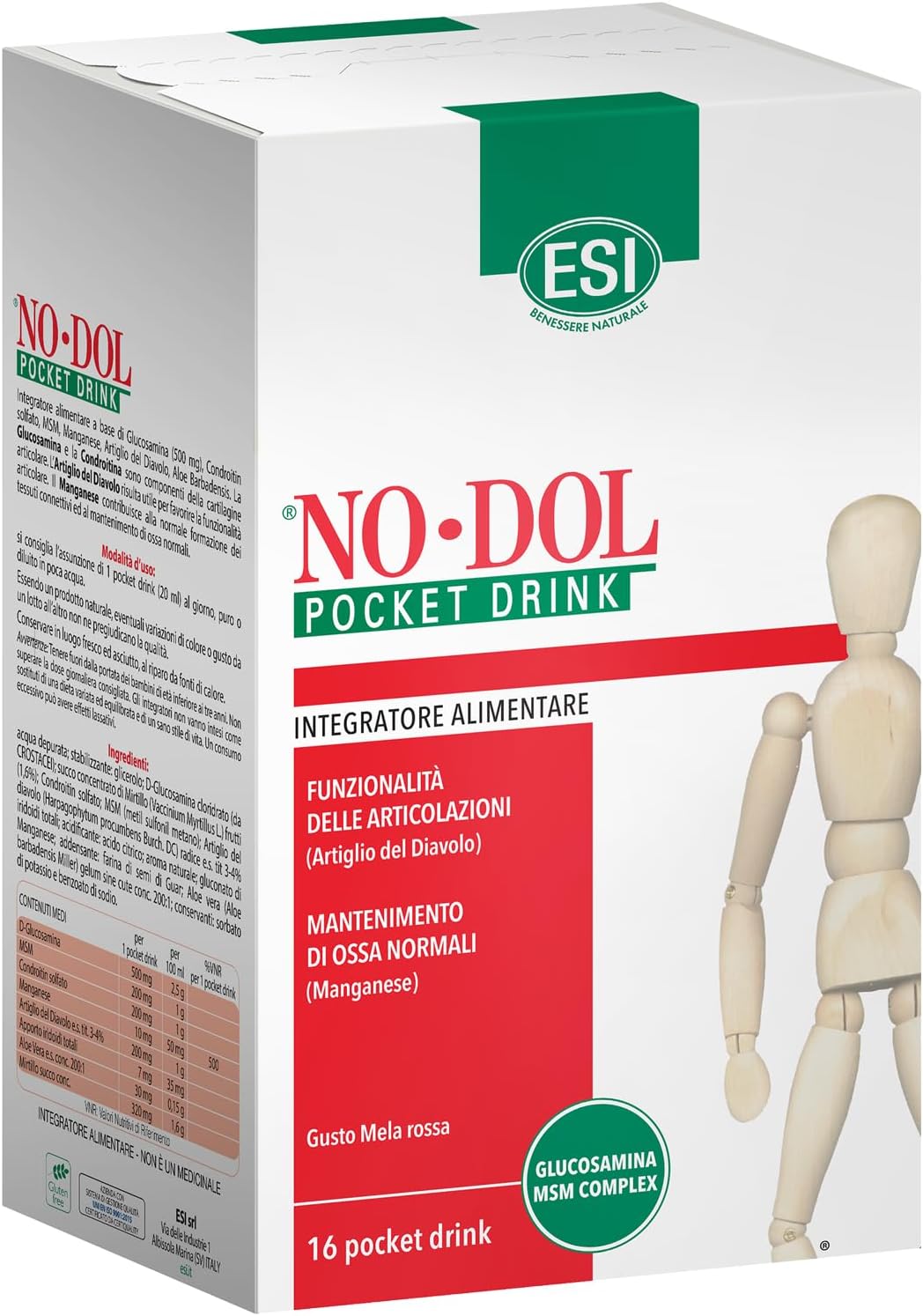 Detalle de No-Dol Capsule ESI 60 Capsule: integratore articulazioni con glucosamina, manganese e Artiglio del Diavolo