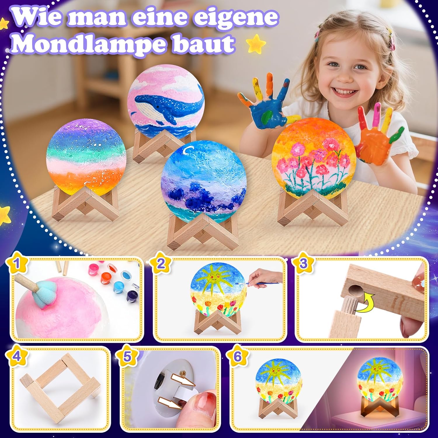 Thumbnail 4 de Mondlampe Malset Bastelset 15 cm