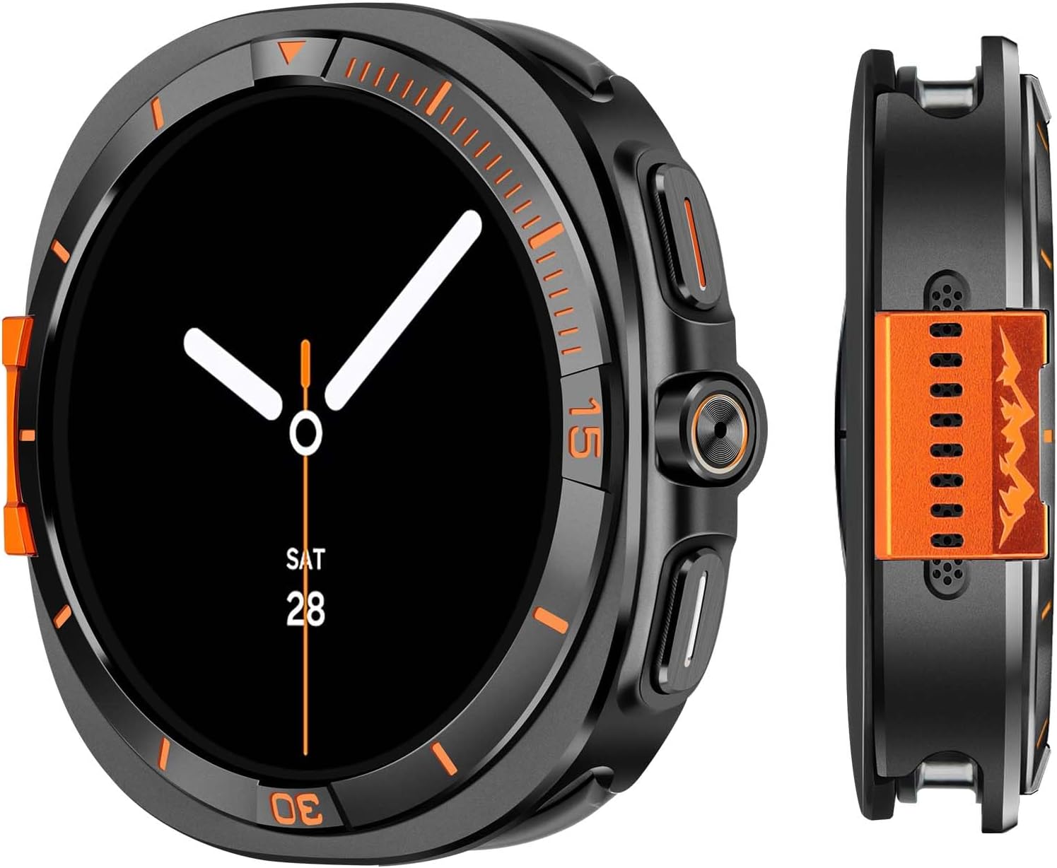 Detalle de Suphart Galaxy Watch 9/8 44mm用メタルケース、PC背面カバー付きブラック/オレンジ