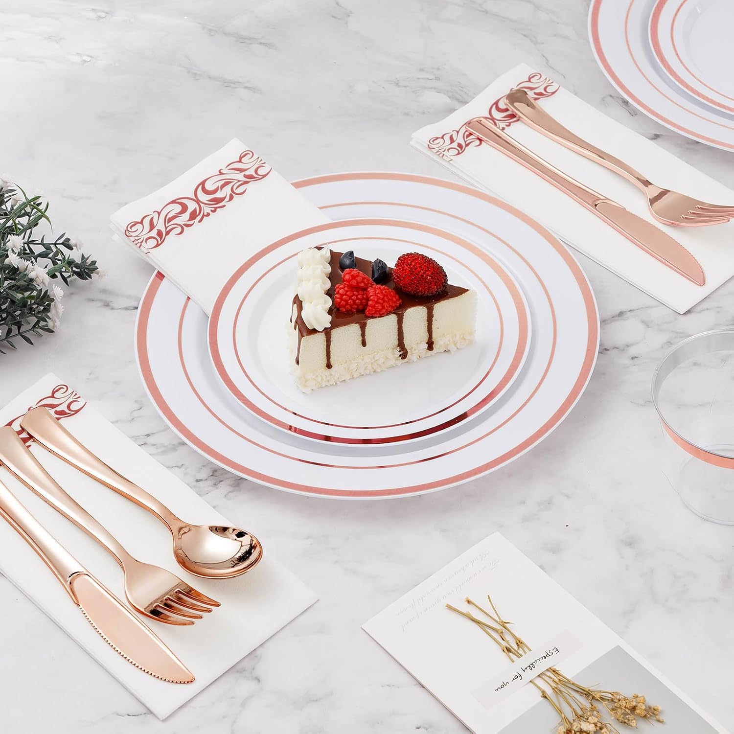 Thumbnail 5 de BESTVIP 700PCS Rose Gold Disposable Dinnerware Set for 100 Guests 🍽