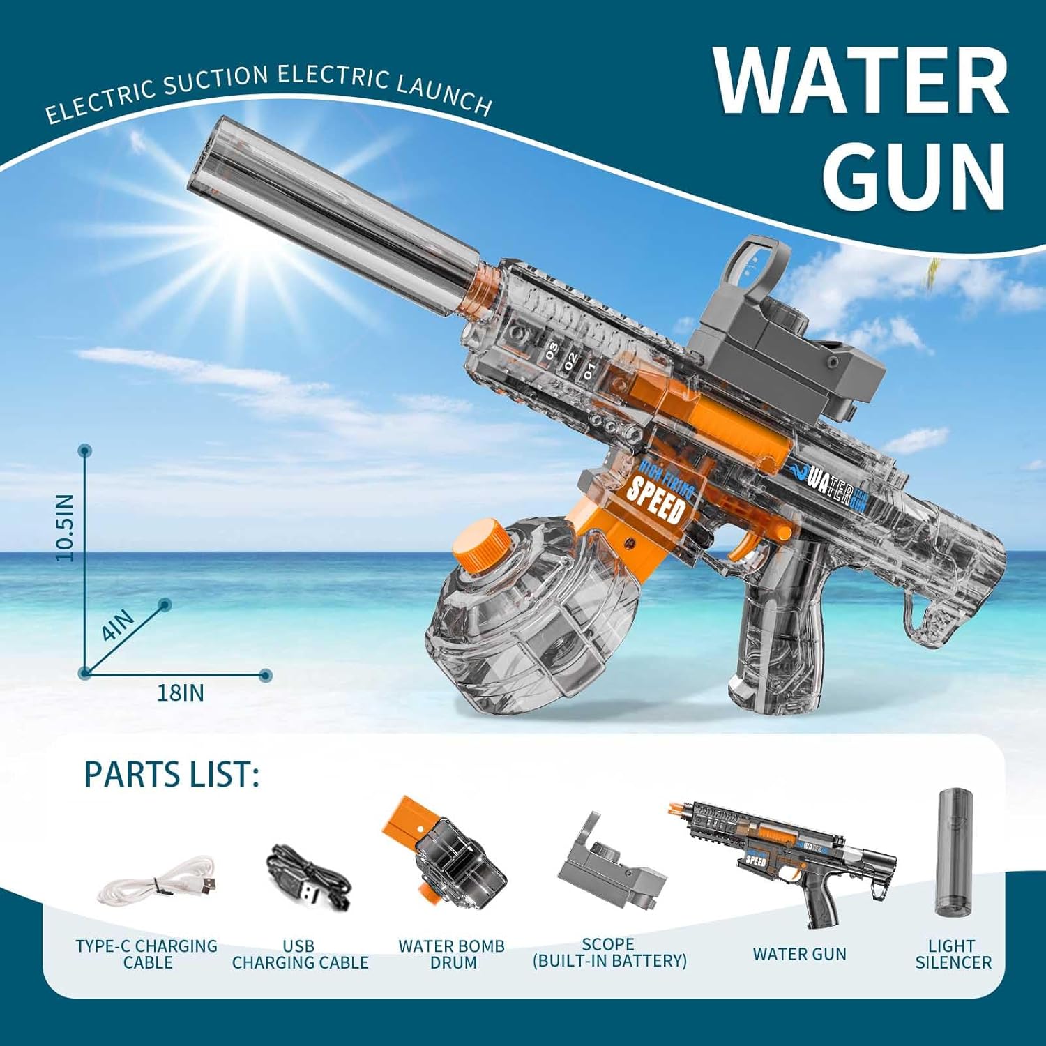 Thumbnail 5 de New Electric Water Gun for Adults and Kids with LED Lights — Ultra-Long Range, Large Capacity