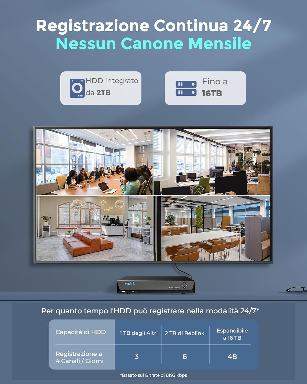 Thumbnail 5 de Reolink RLK8-1200B4-A Kit videosorveglianza PoE 12MP con NVR 8 canali e 4 telecamere esterne