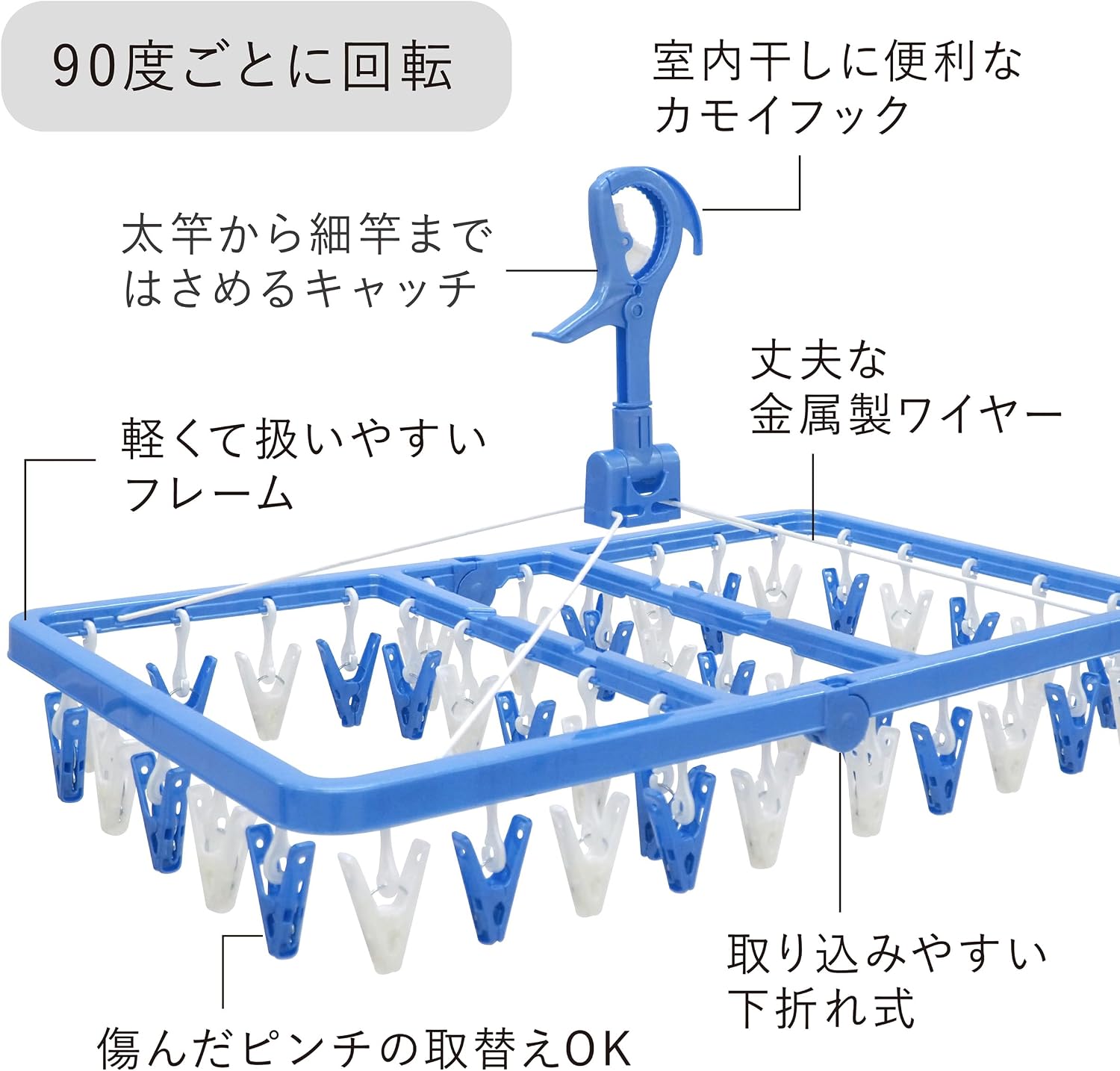 Detalle 2 de 東和産業 20361 スマート角ハンガー 40ピンチ 折りたたみ式・ブルー