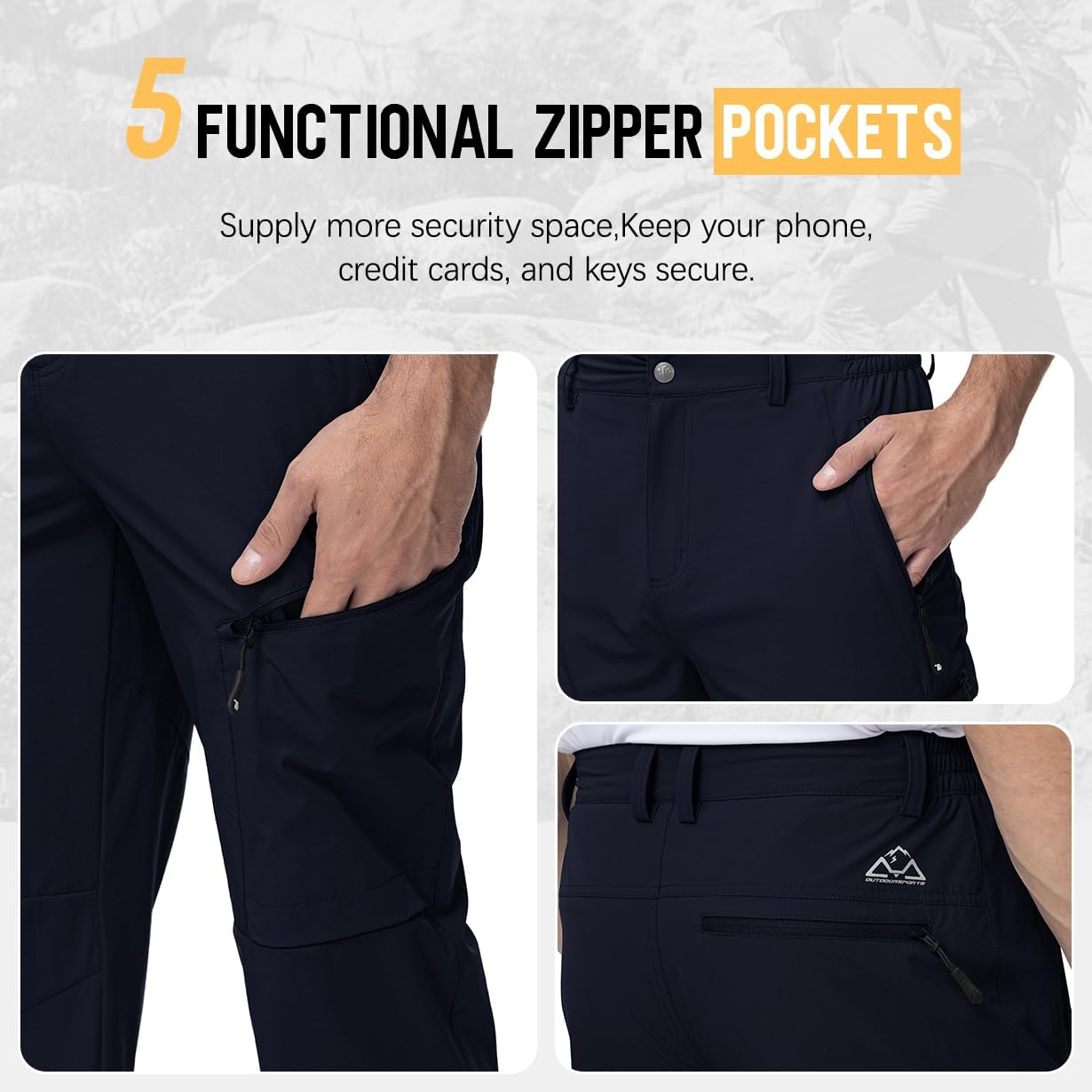 Thumbnail 1 de Rdruko Men's Hiking Trousers: Lightweight Quick-Dry Outdoor Pants