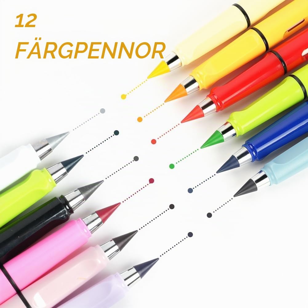 Thumbnail 4 de AUAUY bläckfria pennor, 12 pennor med utbytbara grafitspetsar