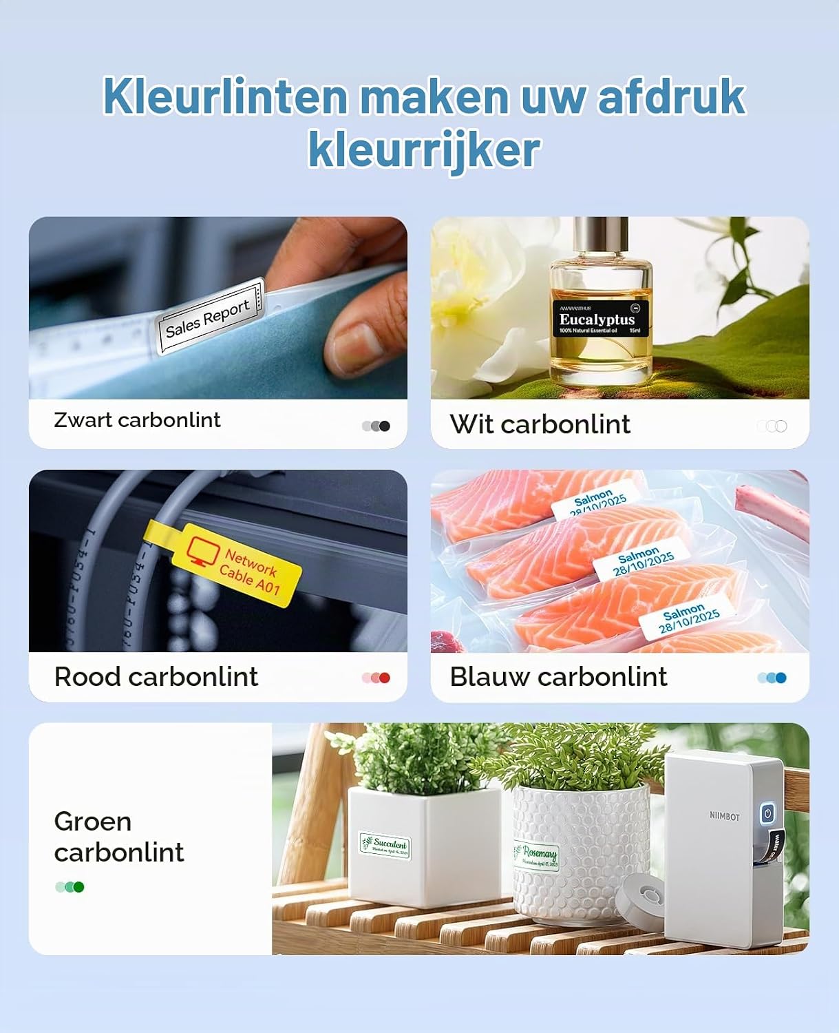 Thumbnail 3 de NIIMBOT N1 labelprinter voor thermische transfer met kleurenlint