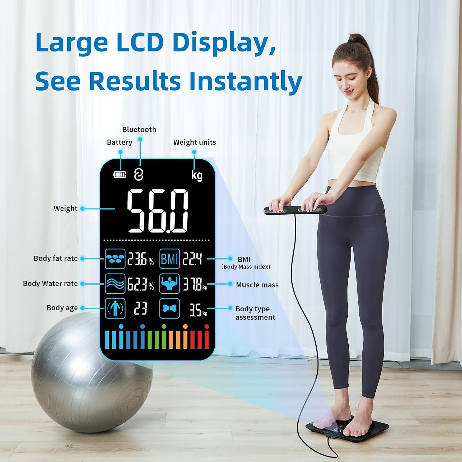 Detalle 2 de Lepulse Smart Body Composition Scale, 8-Electrode BIA, Bluetooth, 400 lb