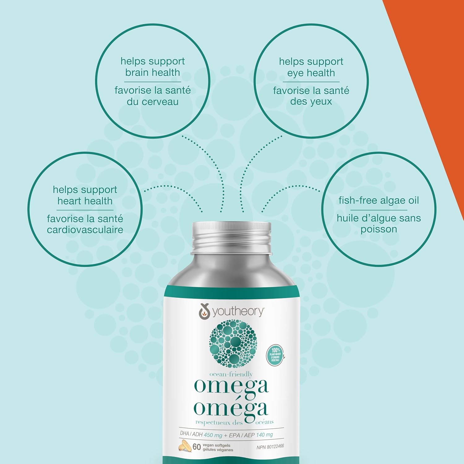 Detalle de Youtheory Ocean Friendly Omega-3 Vegan Softgels, Algae Oil, 60 Count