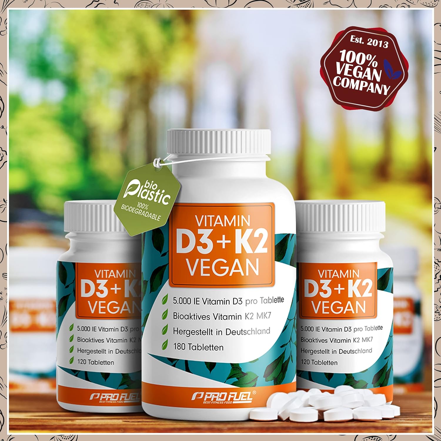 Detalle 2 de Vitamin D3 K2 VEGAN 180 Tabletten 💊