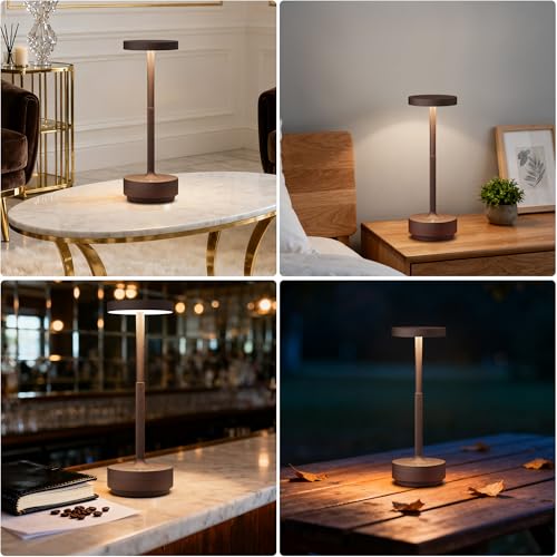 Detalle de SLSMD Rugine, lámpara de mesa LED inalámbrica regulable, 3 tonos y 5000 mAh