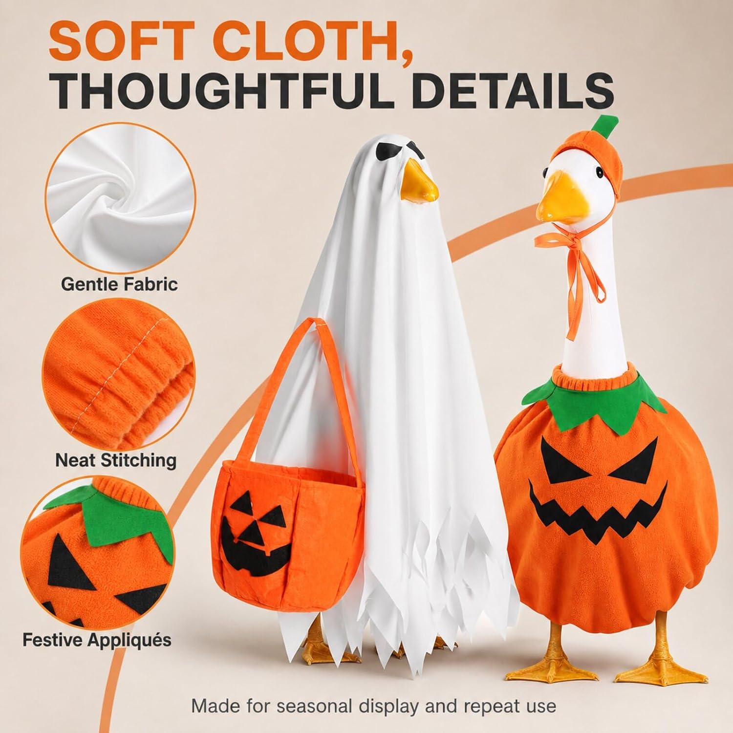 Detalle 1 de JSCPC Fall and Halloween Lawn Goose Outfits, 2 Set for 23-Inch Geese