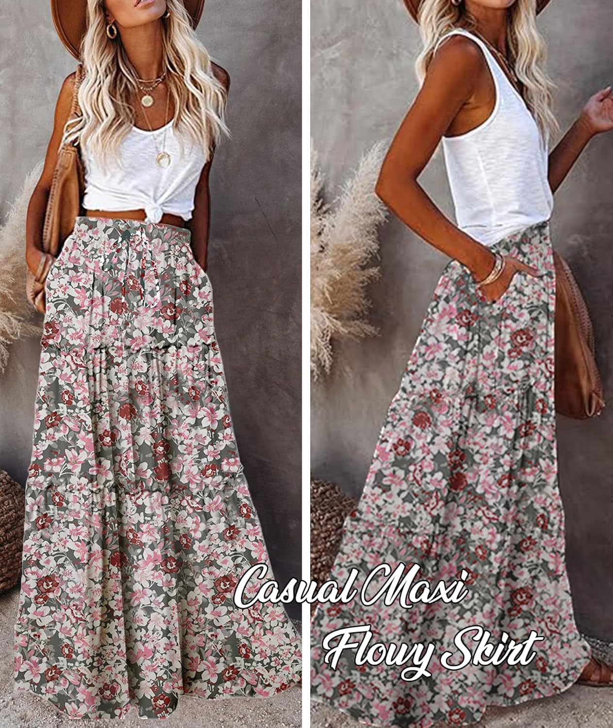 Thumbnail 2 de EARKOHA Women's Boho Maxi Skirt 2026 Summer Cruise — High Waist, Flowy Long Skirt with Pockets