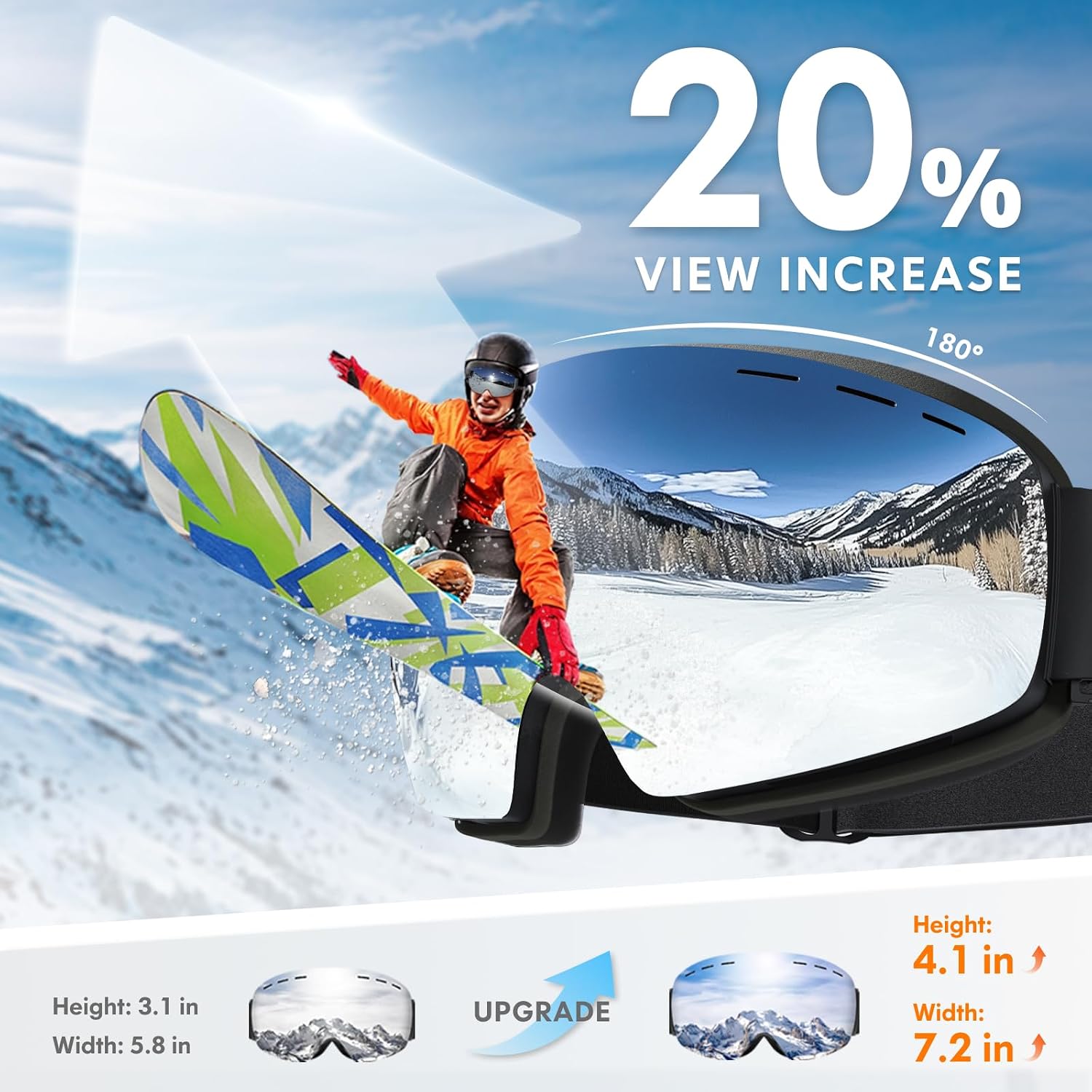 Detalle 2 de DADA-PRO Ski Goggles OTG 20% Wider View