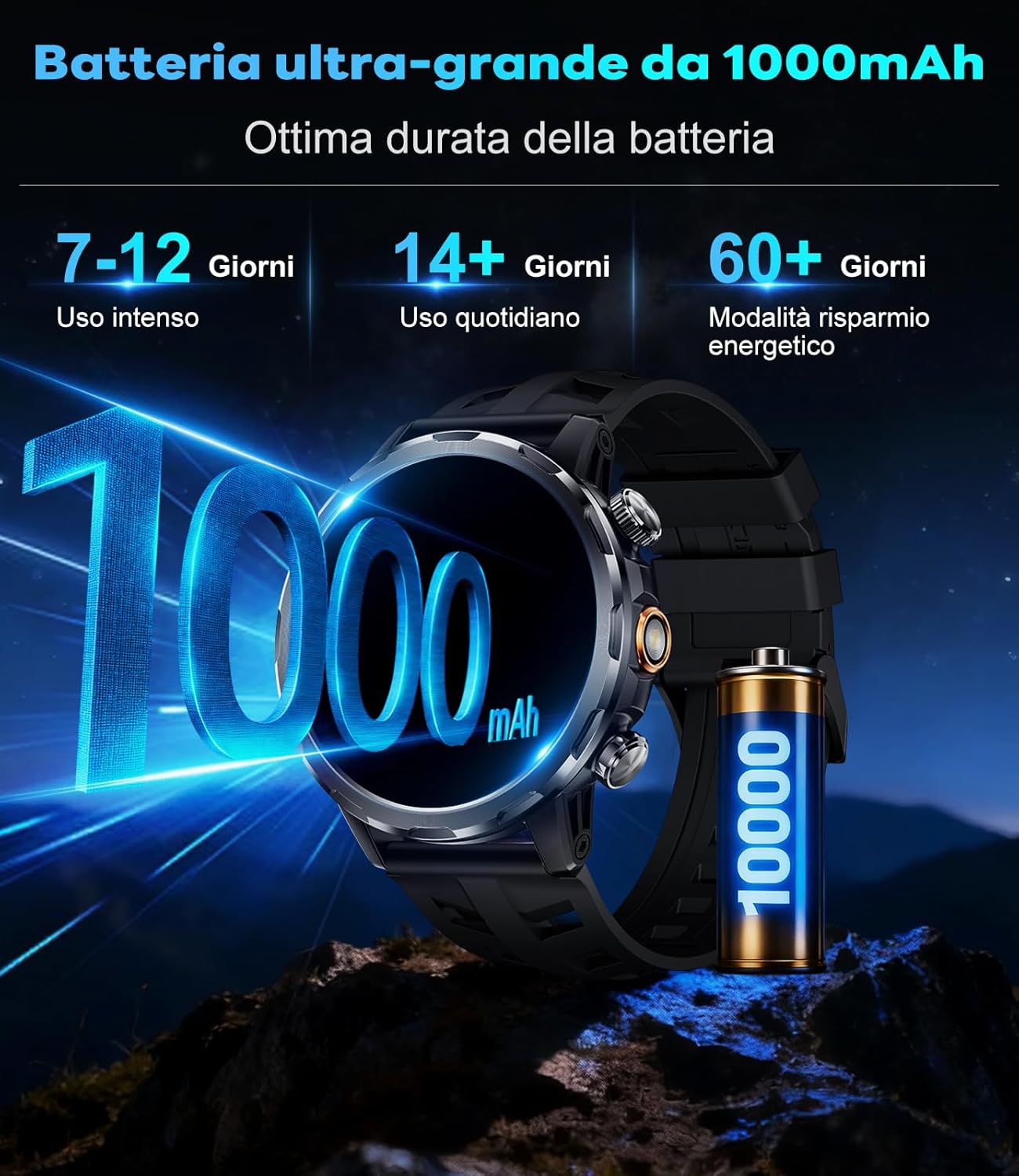Thumbnail 5 de LIGE Smartwatch da Uomo con Chiamata Bluetooth, 1.7" e 1000 mAh: il compagno daily con torcia LED e oltre 100 modalità sportive