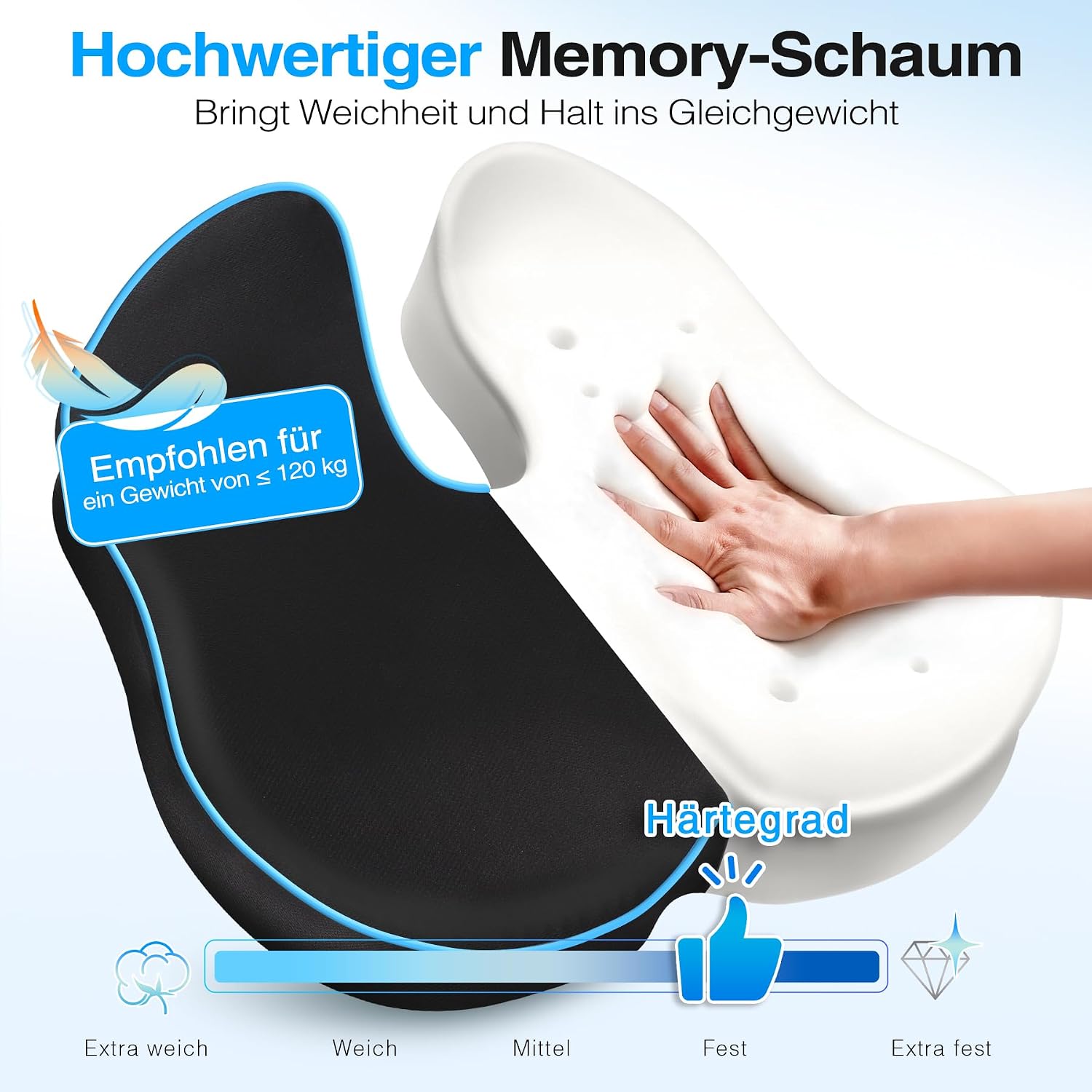 Detalle de POOTACK Sitzkissen Bürostuhl mit Memory Foam – mehr Komfort für Büro, Home-Office und Gaming-Stühle