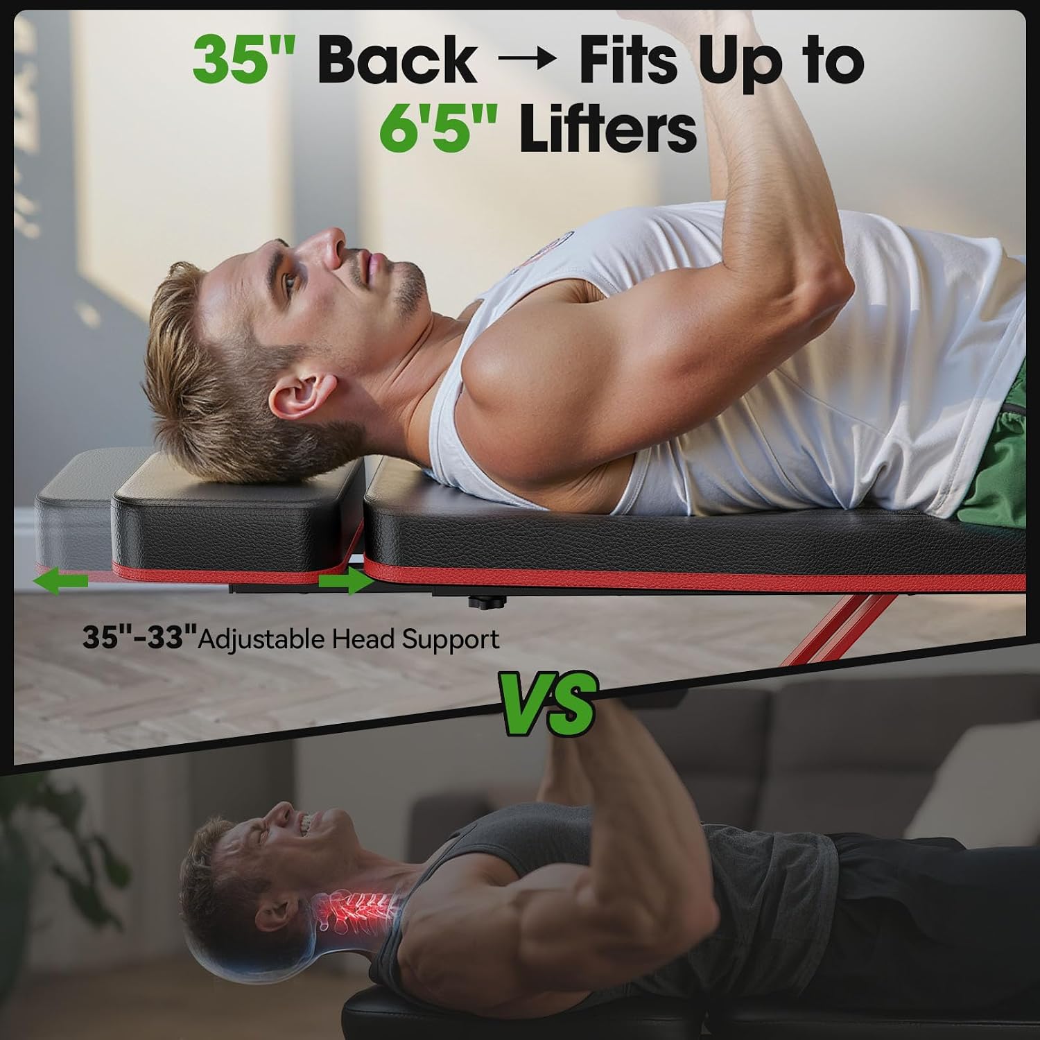 Detalle 2 de FLYBIRD XL Adjustable Weight Bench, 750 lb Capacity, Foldable with Extended Headrest