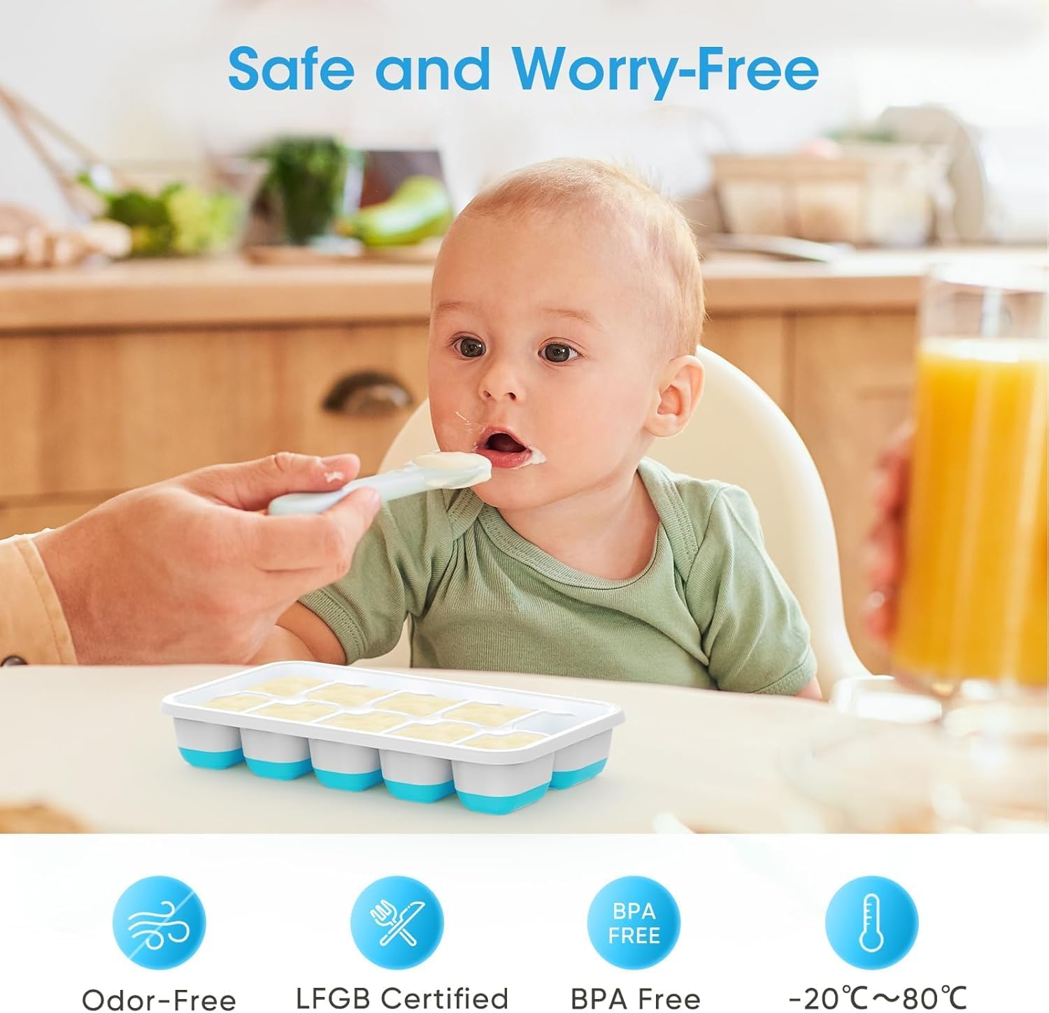 Detalle de DOQAUS Ice Cube Tray 4-Pack — Silicone Ice Maker